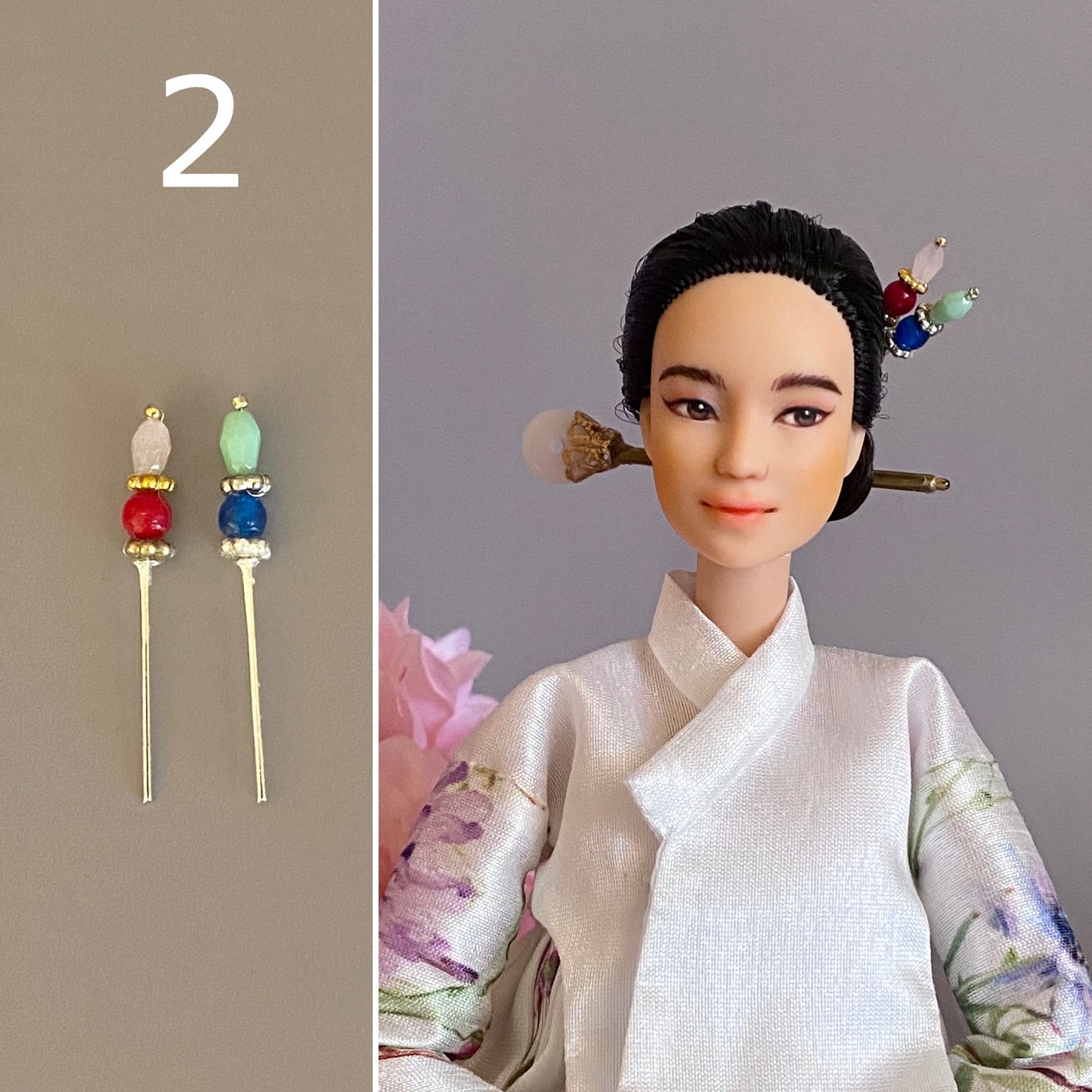 Doll Hanbok Hair Accessories - mini hair stick pair