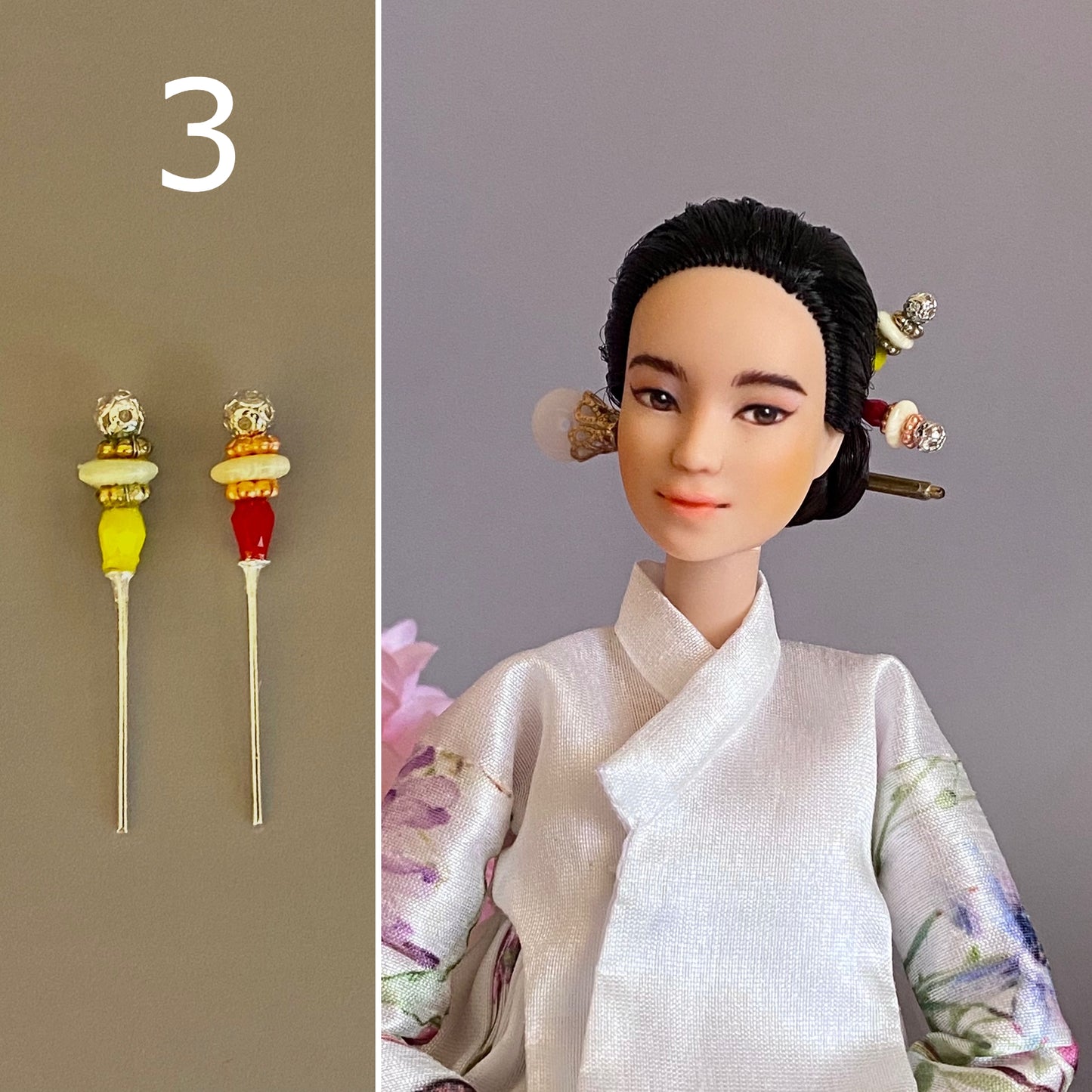 Doll Hanbok Hair Accessories - mini hair stick pair