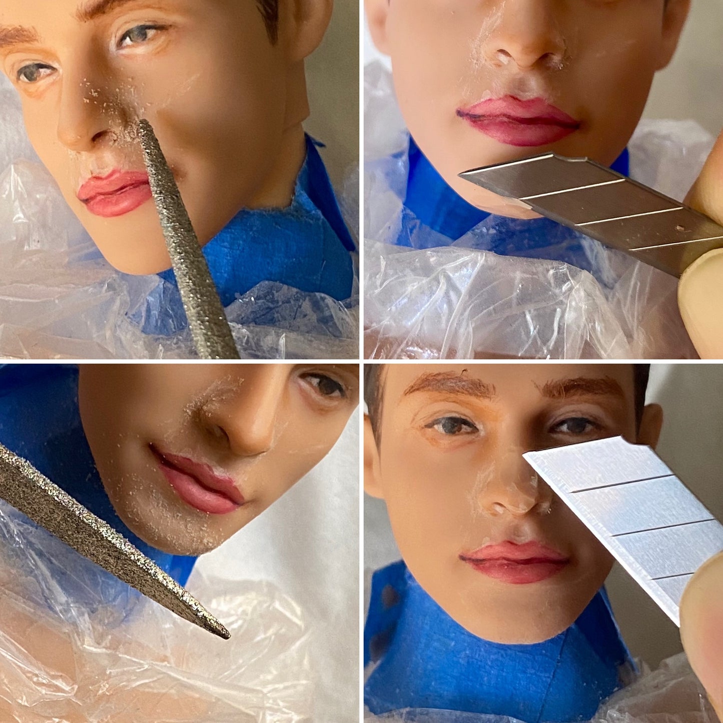 OOAK 12" male doll face repainted