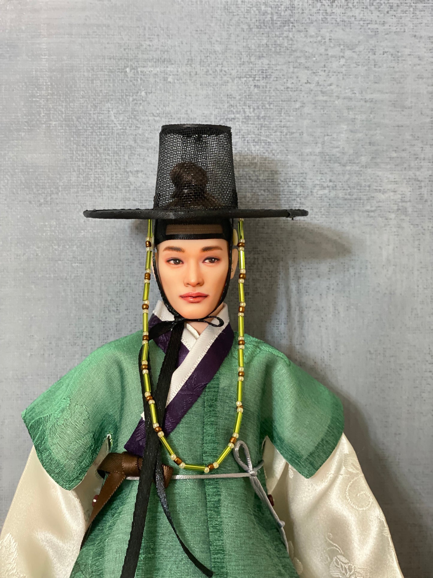 Doll Hanbok for 12" male doll - green outercoat set
