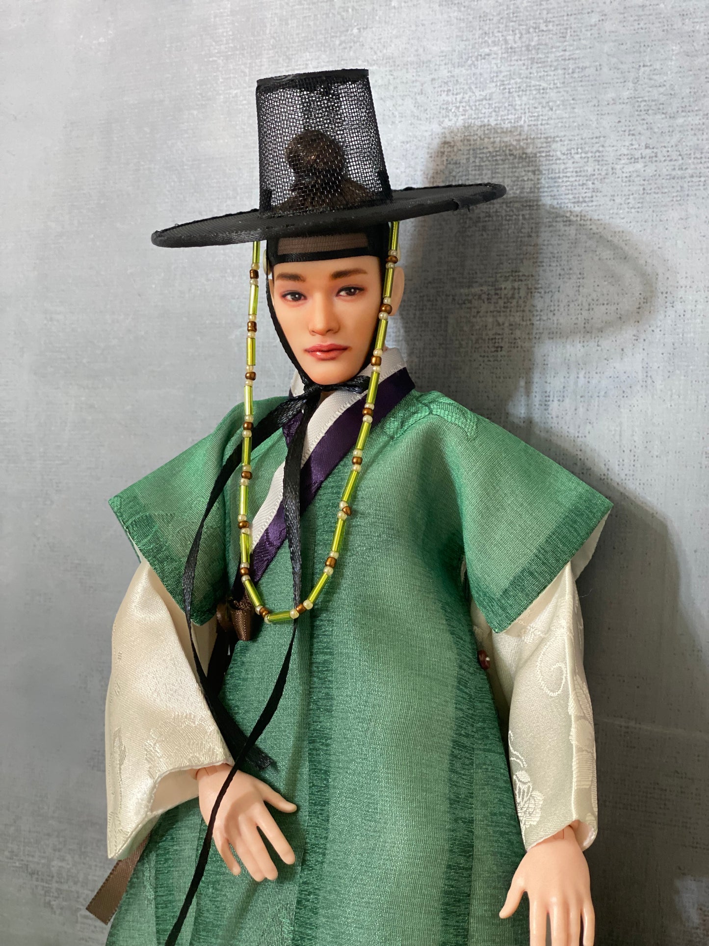Doll Hanbok for 12" male doll - green outercoat set