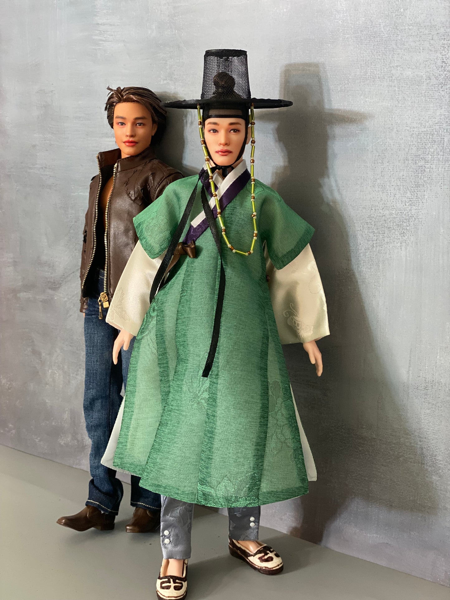 Doll Hanbok for 12" male doll - green outercoat set