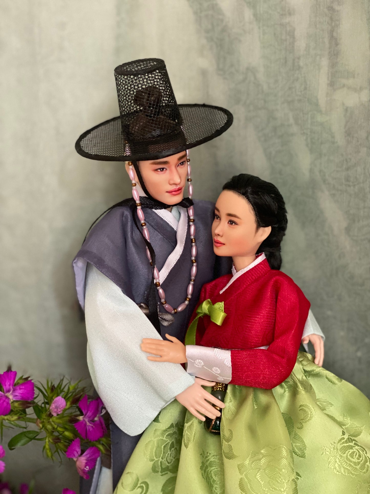 Doll Hanbok for 12" male doll - grey color outercoat