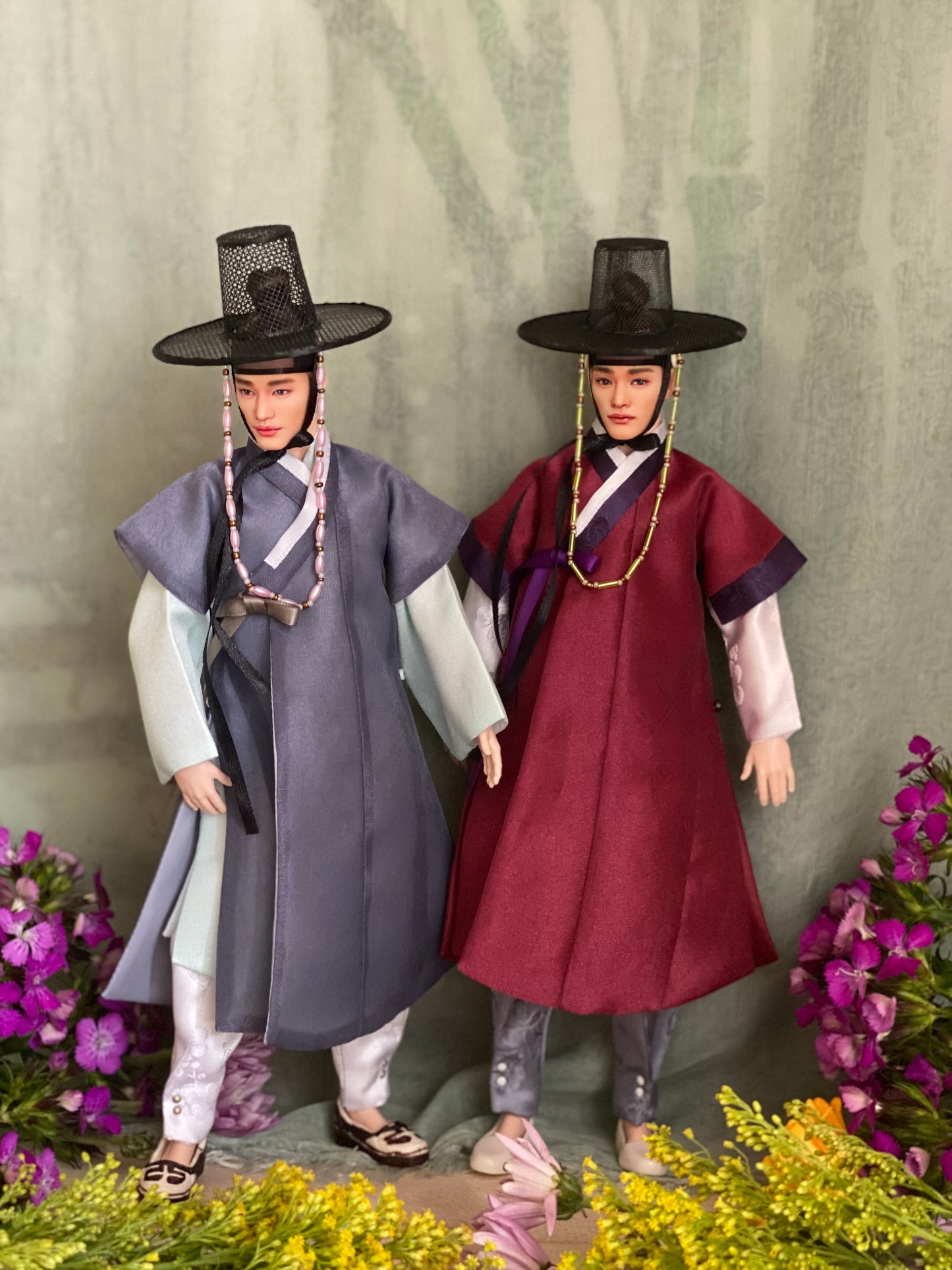 Doll Hanbok for 12" male doll - grey color outercoat