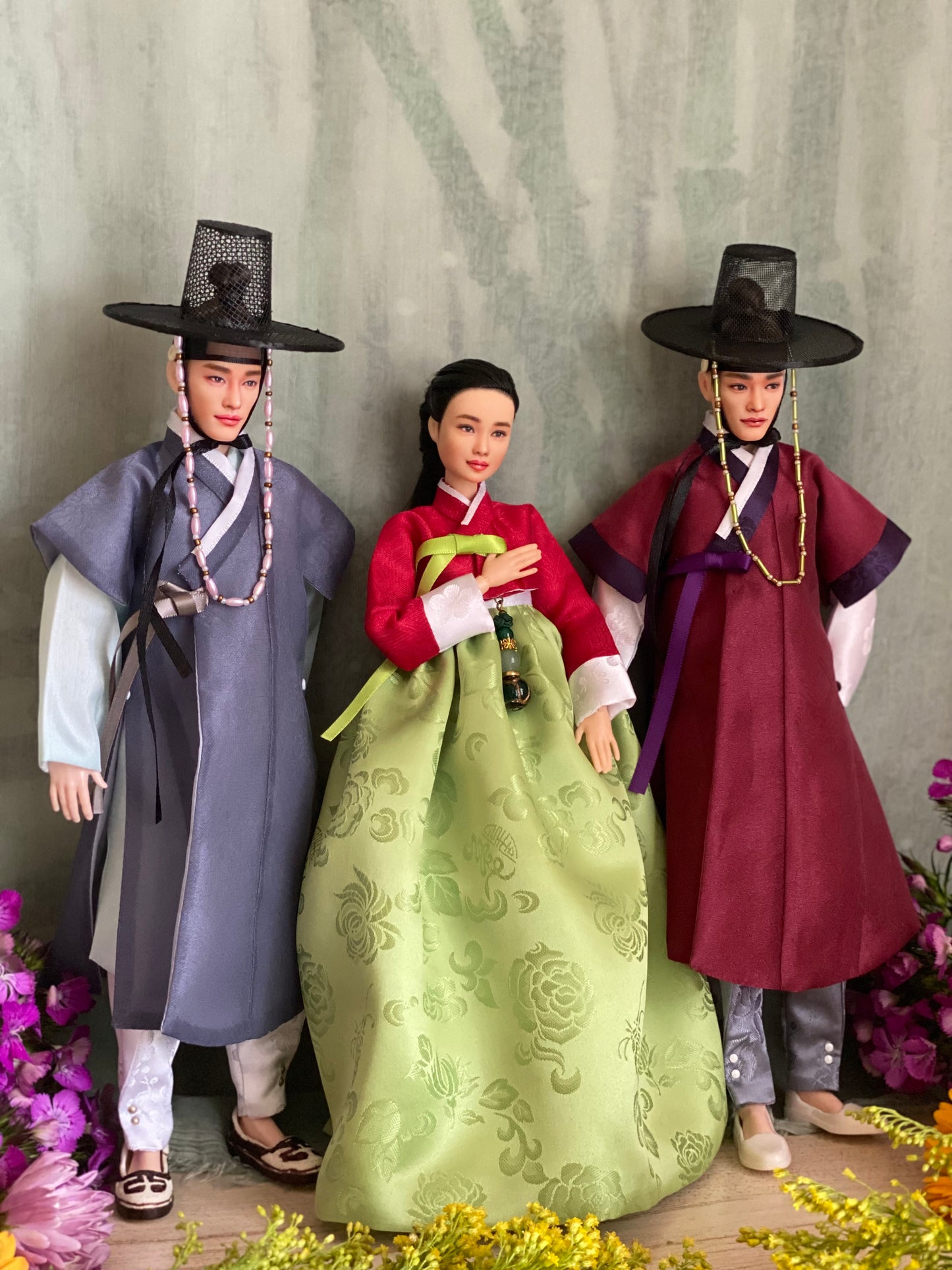 Doll Hanbok for 12" male doll - grey color outercoat