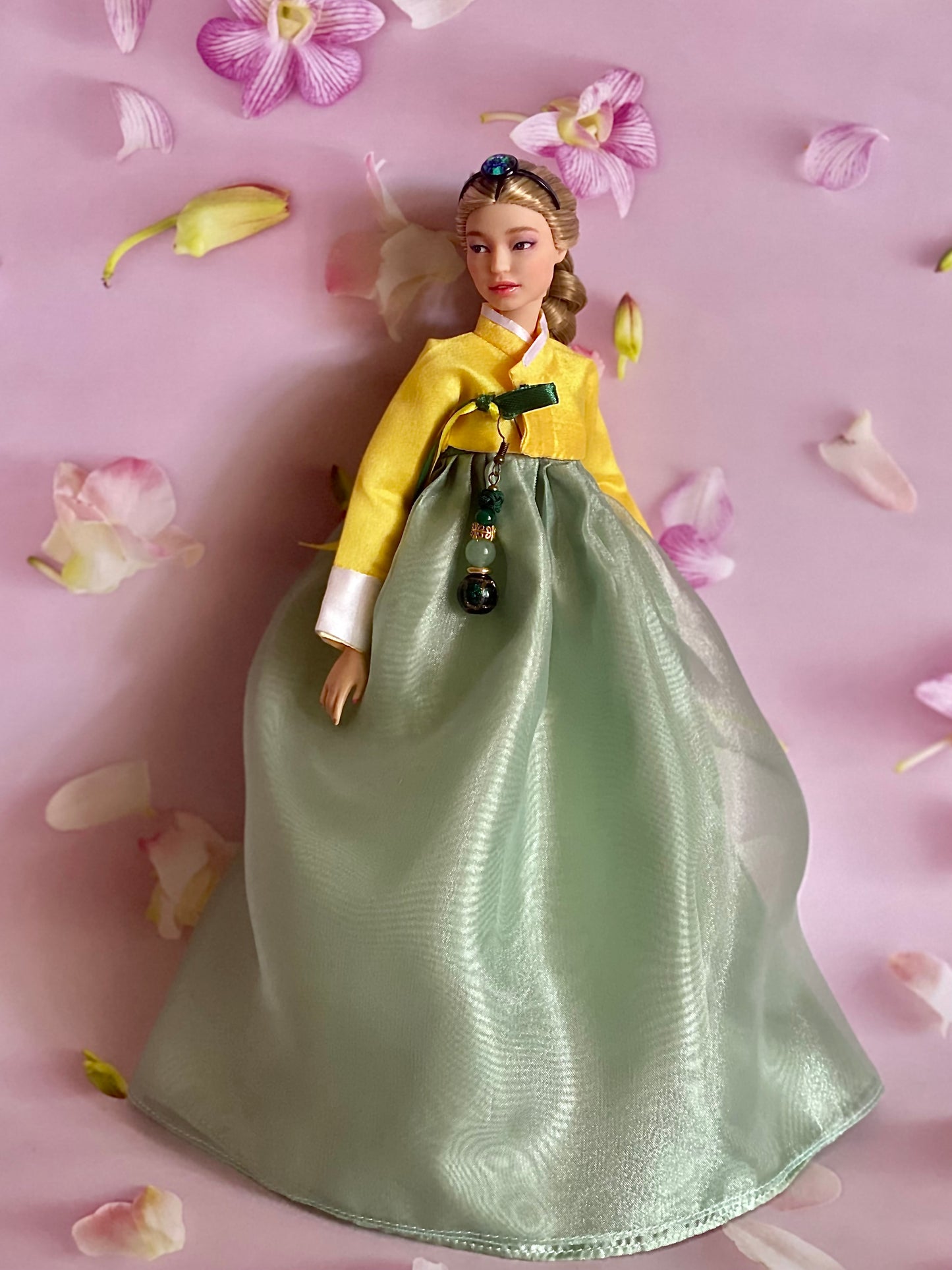 Doll Hanbok for 12"(30cm) doll - Light green colored Hanbok set