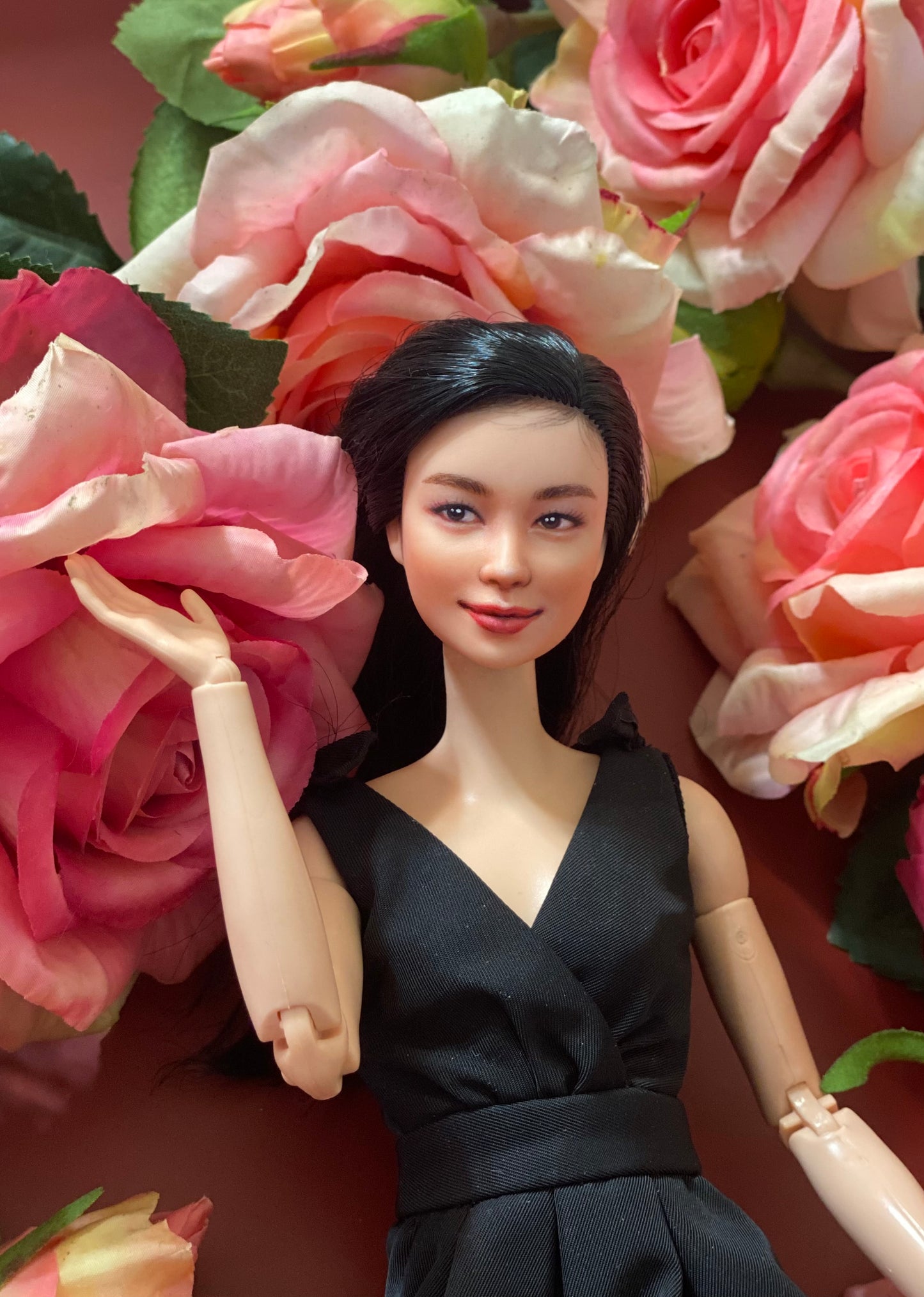 Cara de muñeca OOAK de 12" (30 cm) repintada con cuerpo de muñeca articulado