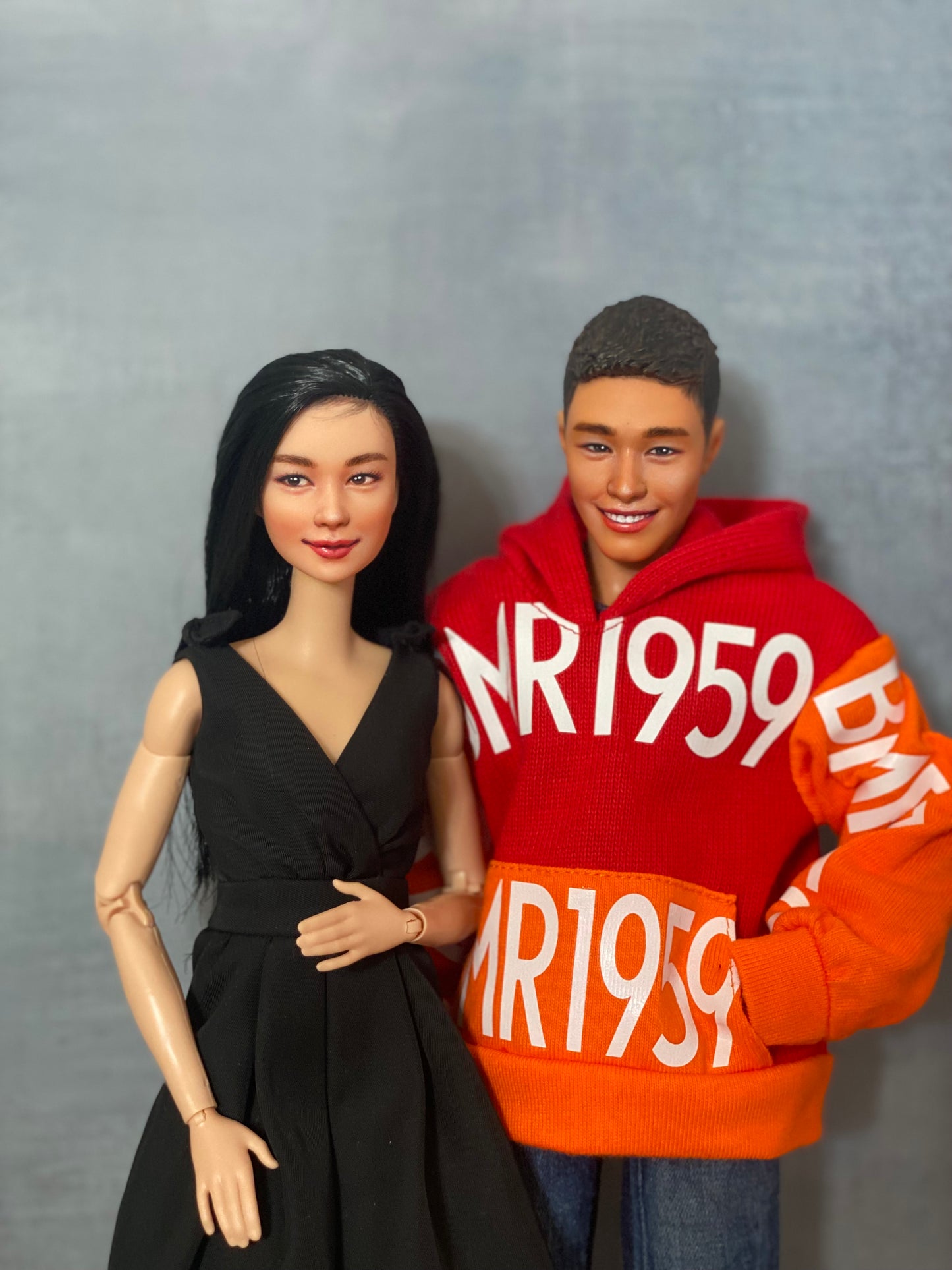 Cara de muñeca OOAK de 12" (30 cm) repintada con cuerpo de muñeca articulado