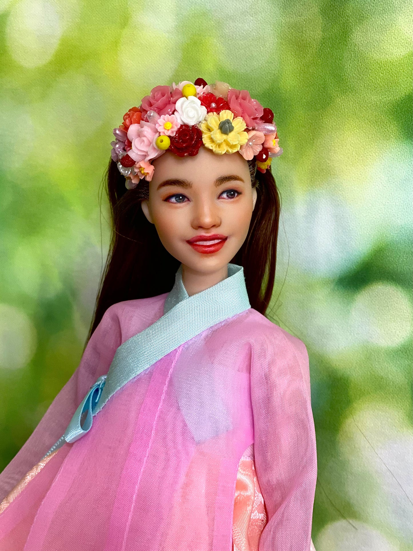 Doll Hanbok Hair Accessories for 12 inch doll - Flower hair band
