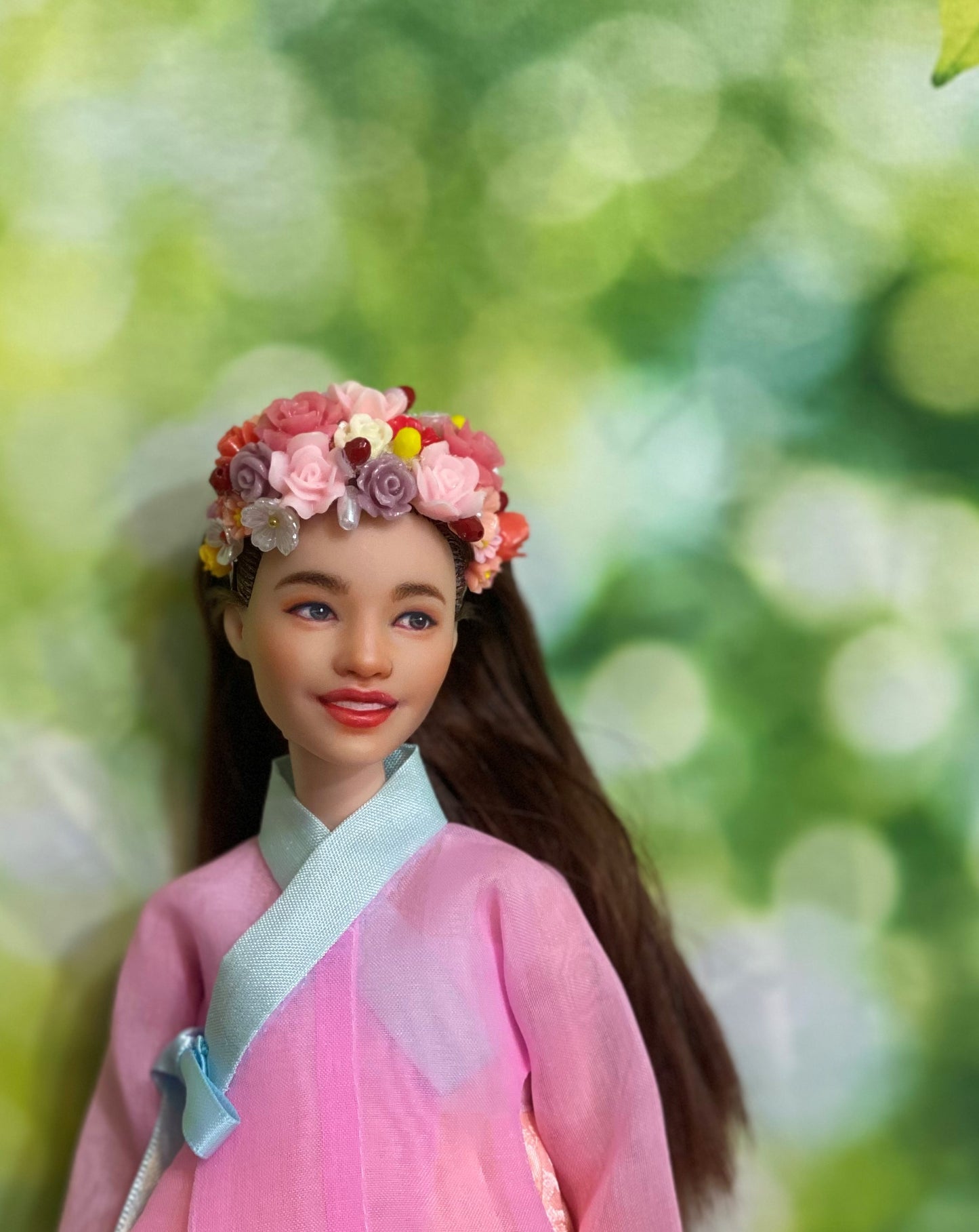 Doll Hanbok Hair Accessories for 12 inch doll - Flower hair band