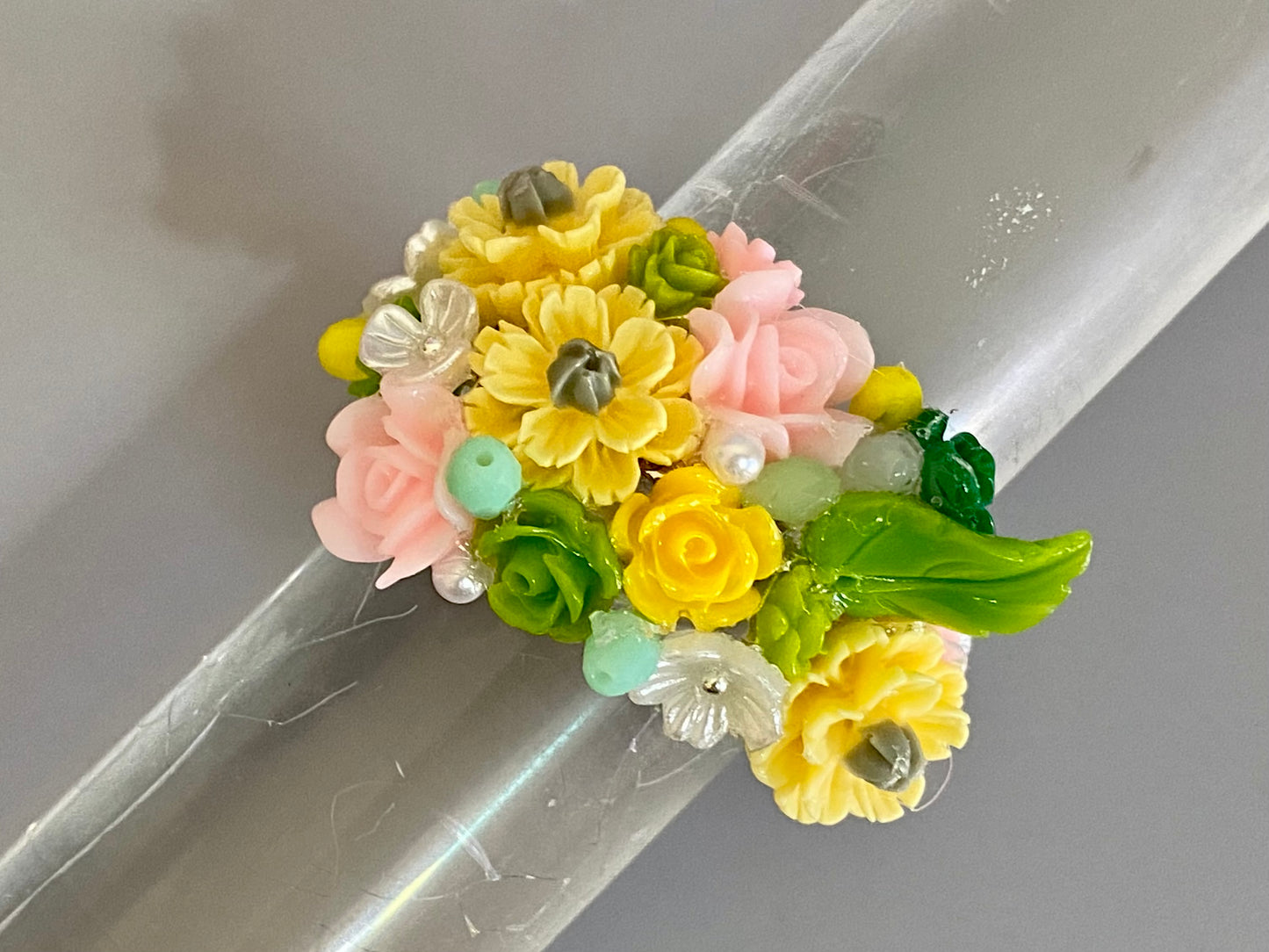Doll Hanbok Hair Accessories for 12 inch doll - Flower hair band(yellow green)