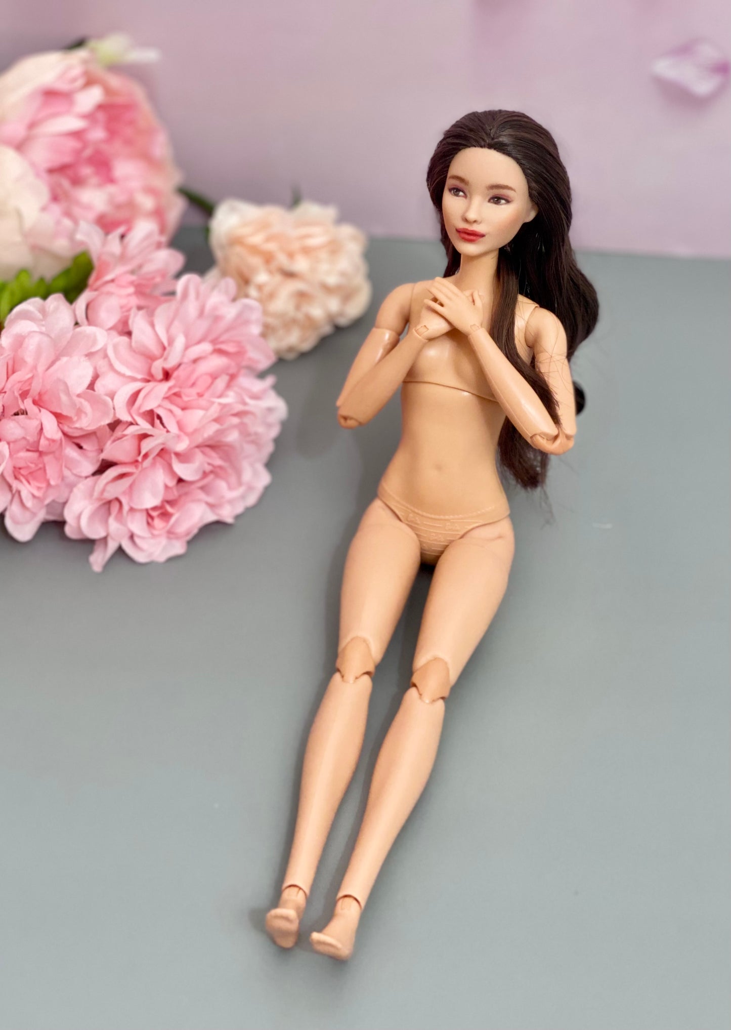OOAK 12"(30cm) doll face repainting w/ articulated doll body