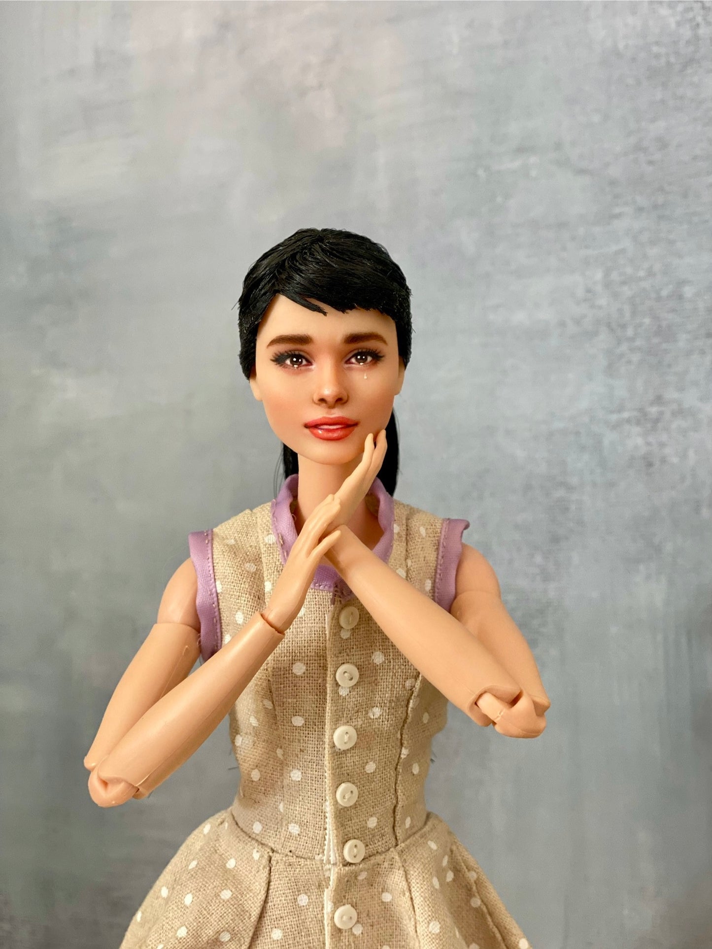 OOAK 12" female doll face repainted