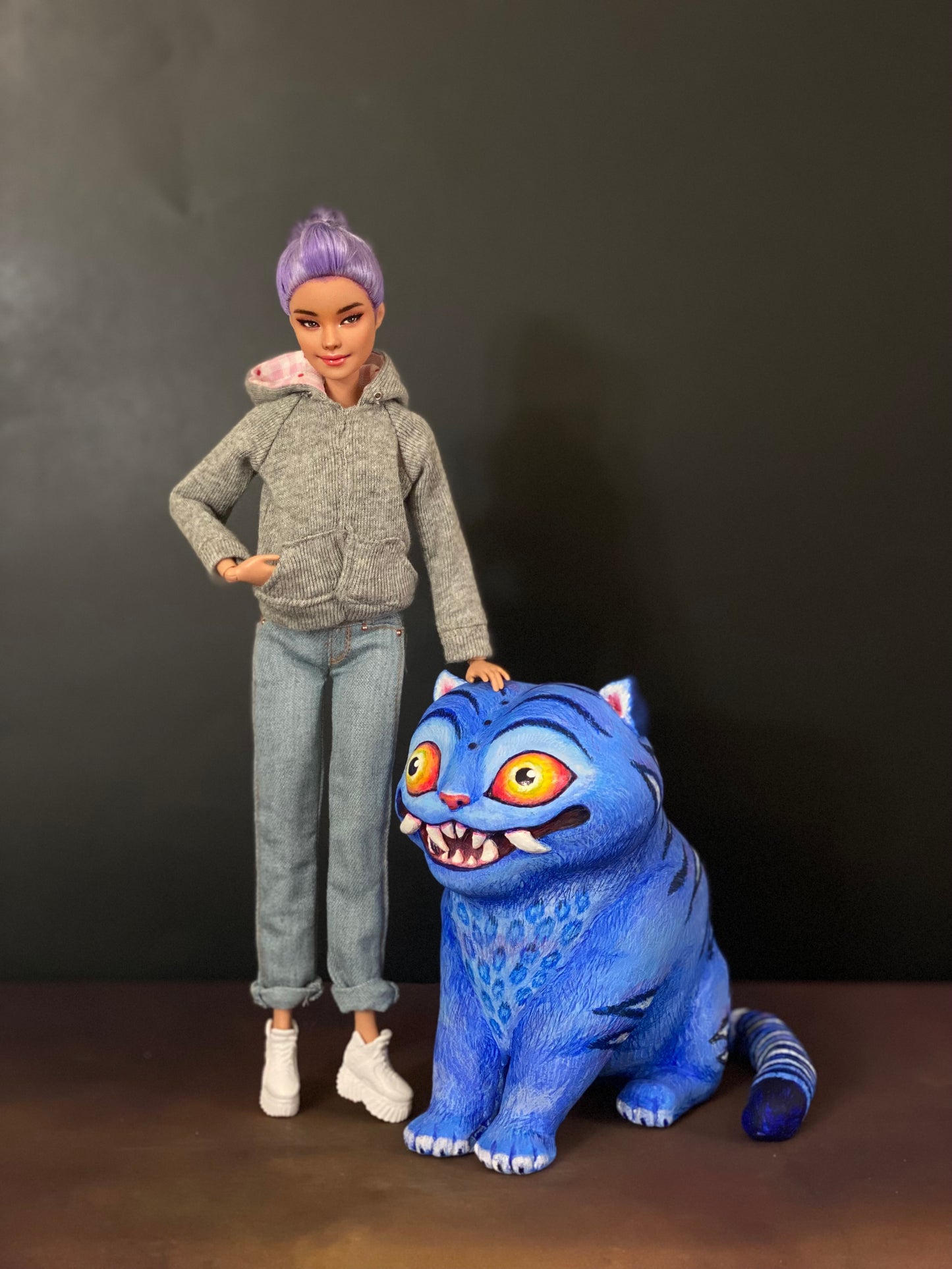 OOAK 12" doll face repainted (Inspired from Kpop demon hunters)
