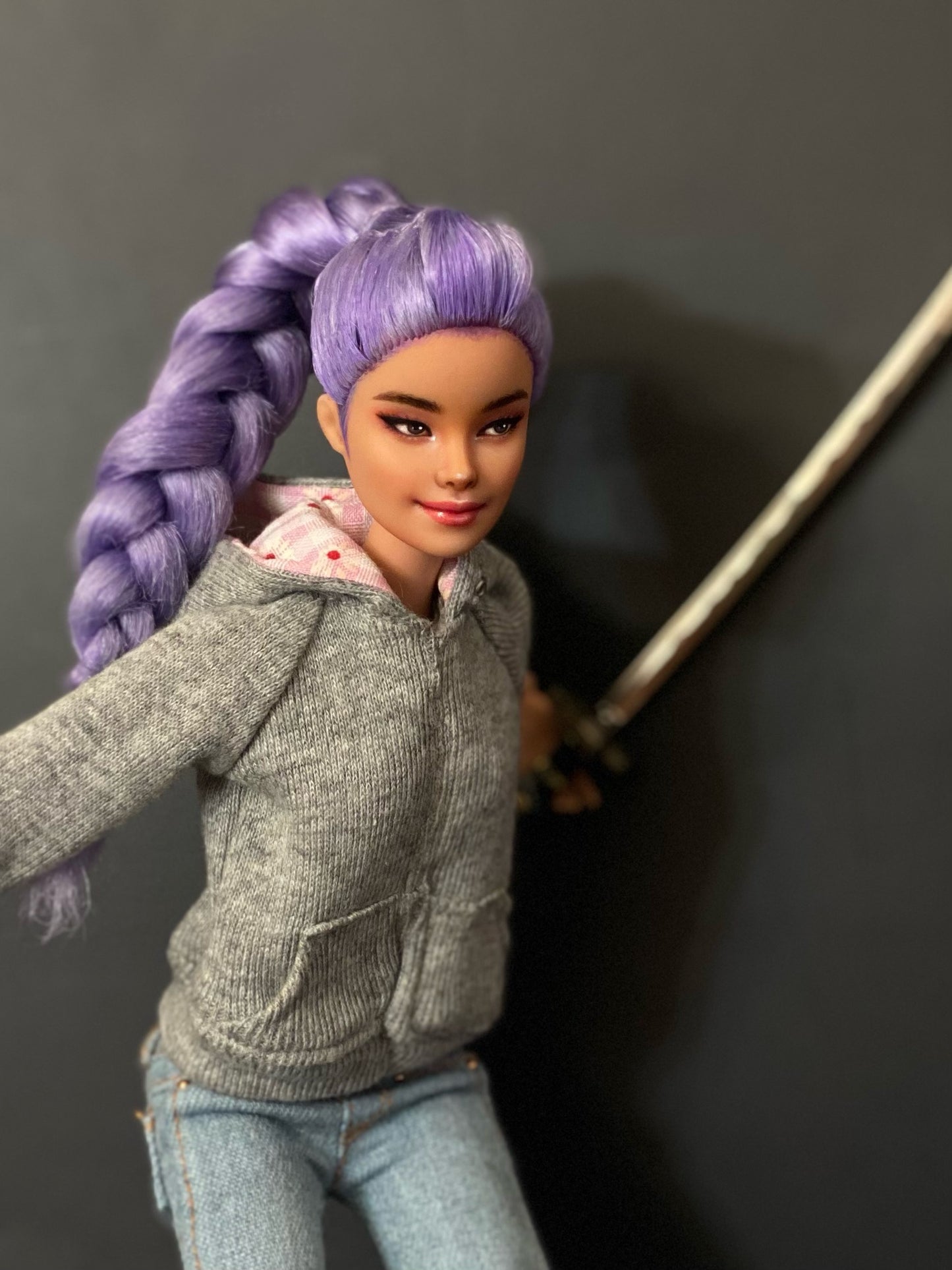 OOAK 12" doll face repainted (Inspired from Kpop demon hunters)