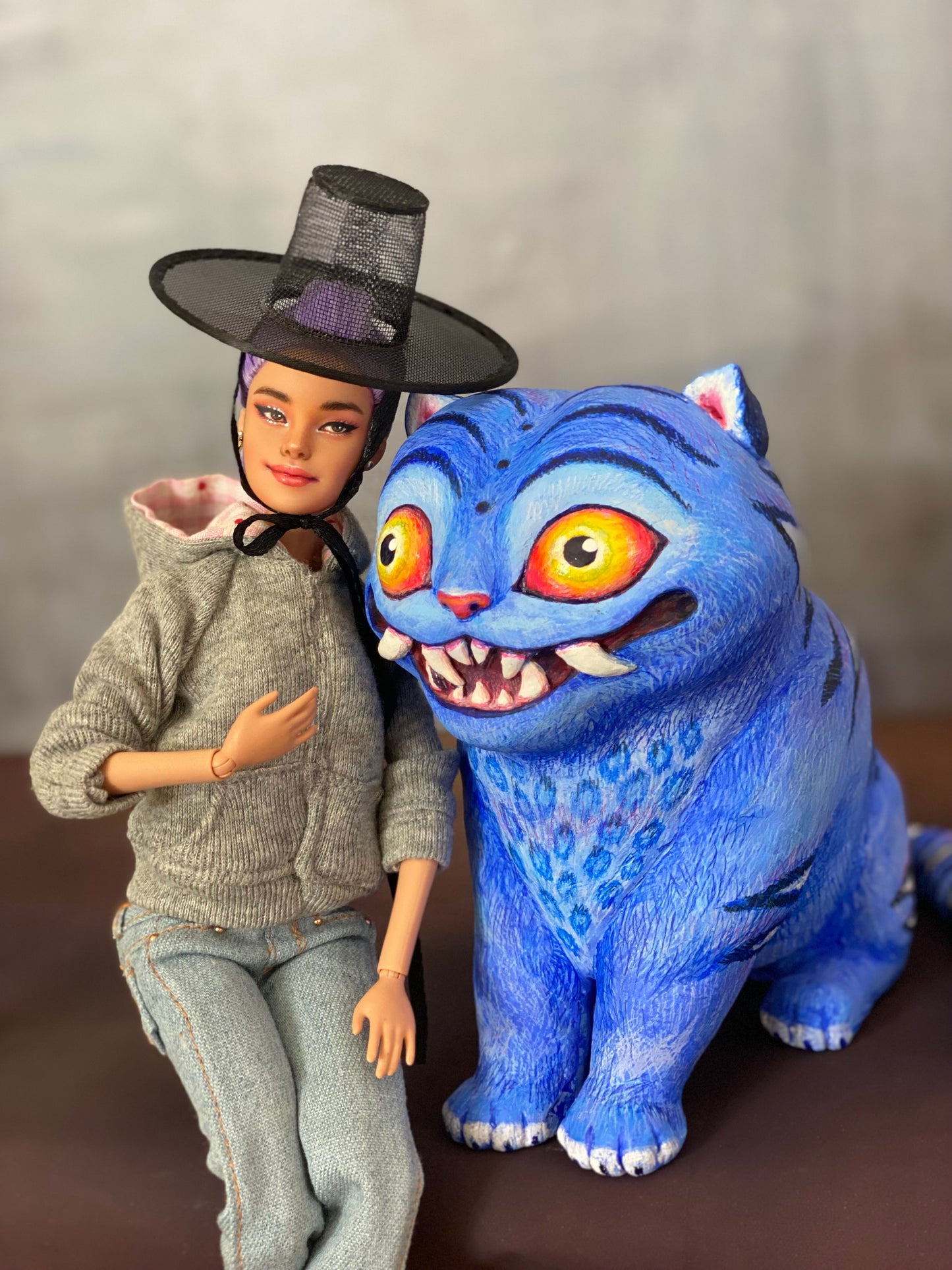 OOAK 12" doll face repainted (Inspired from Kpop demon hunters)