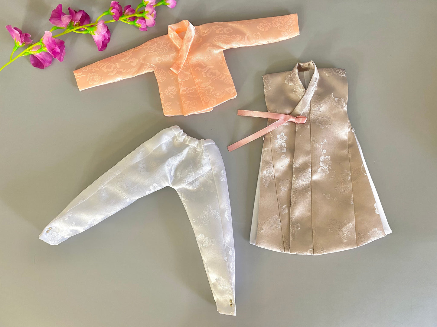 Hanbok para muñeco masculino de 12" - conjunto de abrigo color caqui