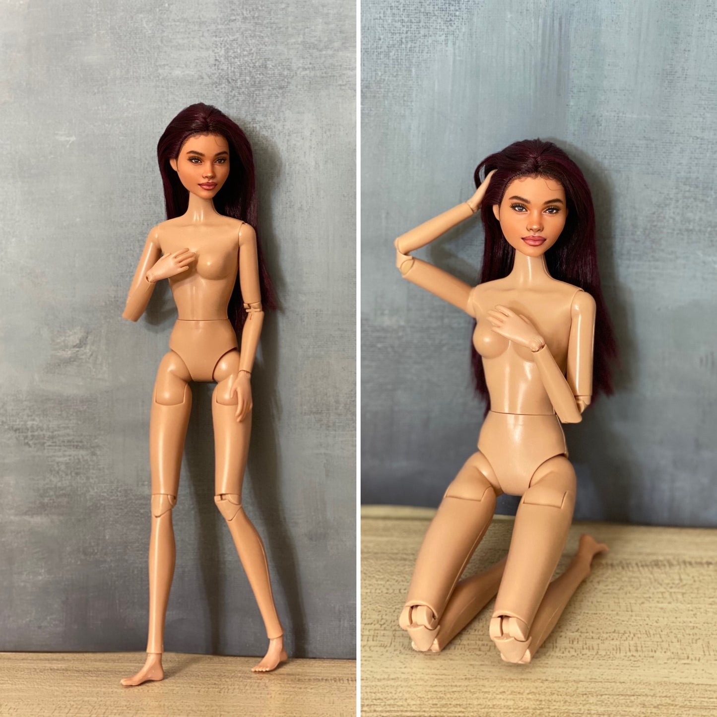 OOAK 12" female doll face repainted