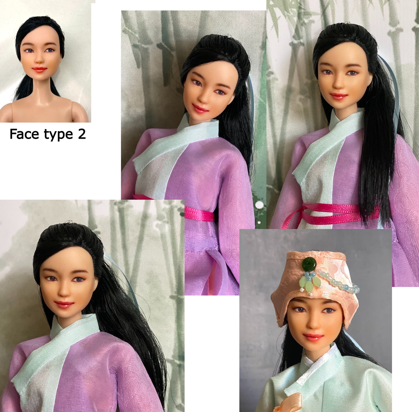 Cara de muñeca repintada de 12" (30 cm) con cuerpo de muñeca articulado