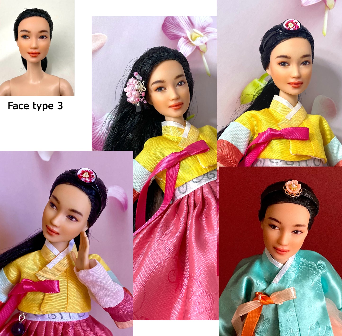 Cara de muñeca repintada de 12" (30 cm) con cuerpo de muñeca articulado