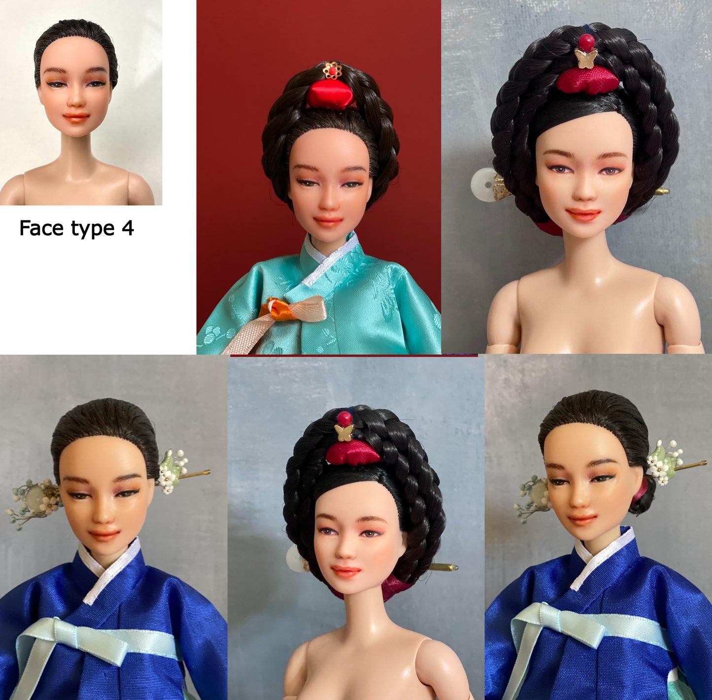 Cara de muñeca repintada de 12" (30 cm) con cuerpo de muñeca articulado