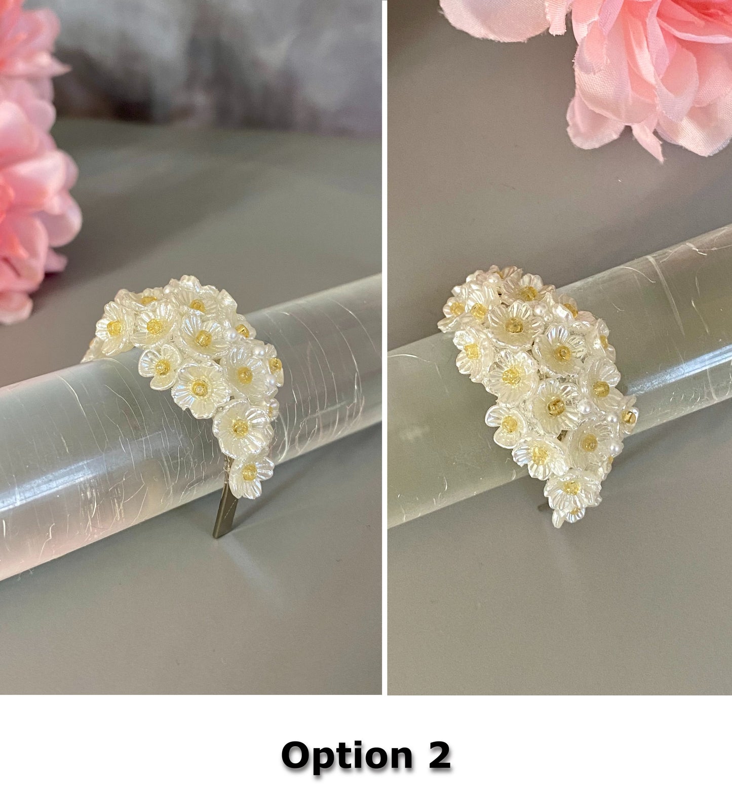 Doll Hanbok Hair Accessories for 12 inch doll - Flower hair band(white)