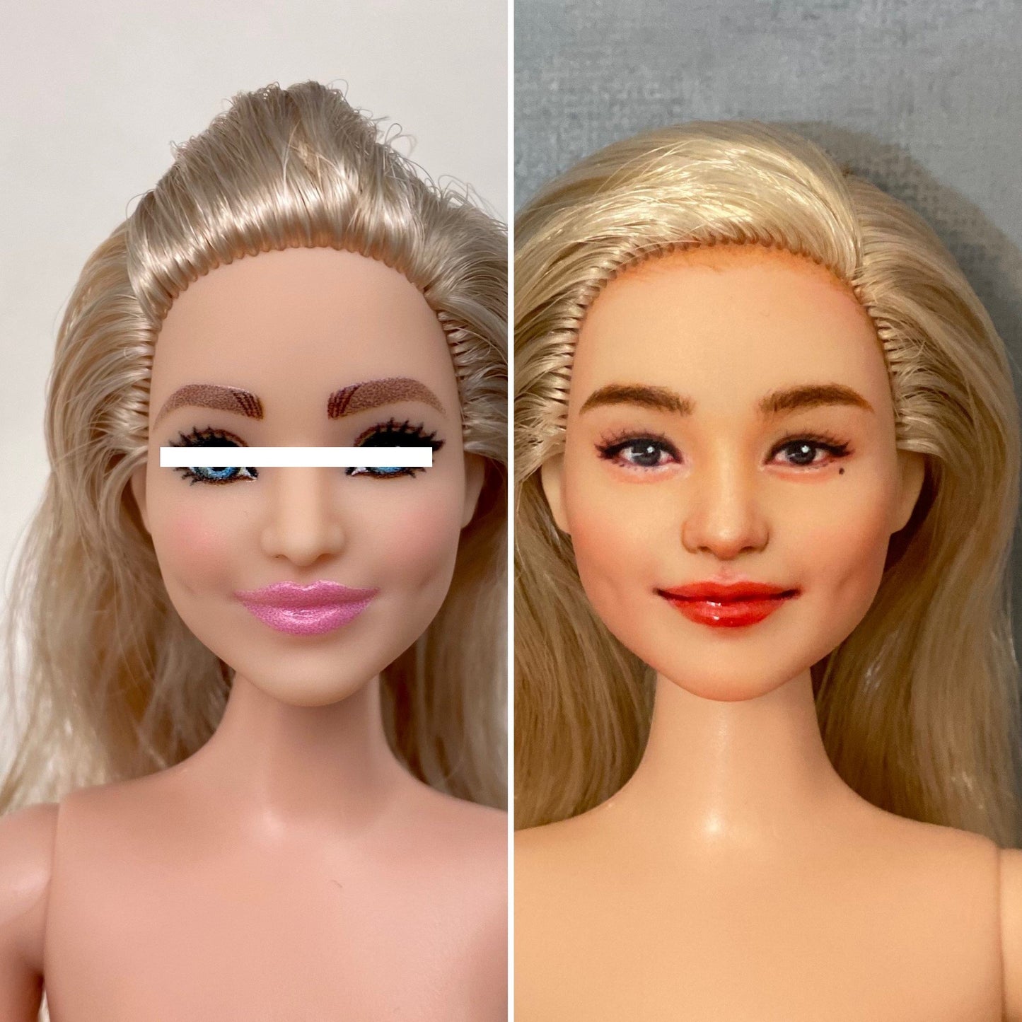OOAK 12" doll face repainted & Curvy non-articulated body included