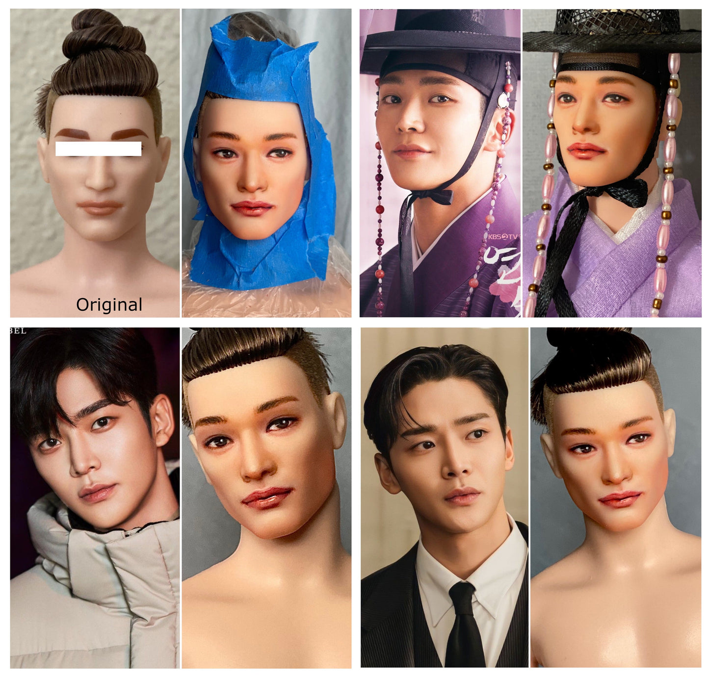 12" male doll face repainting & original body included- Asian(Rowoon's face), Made to order