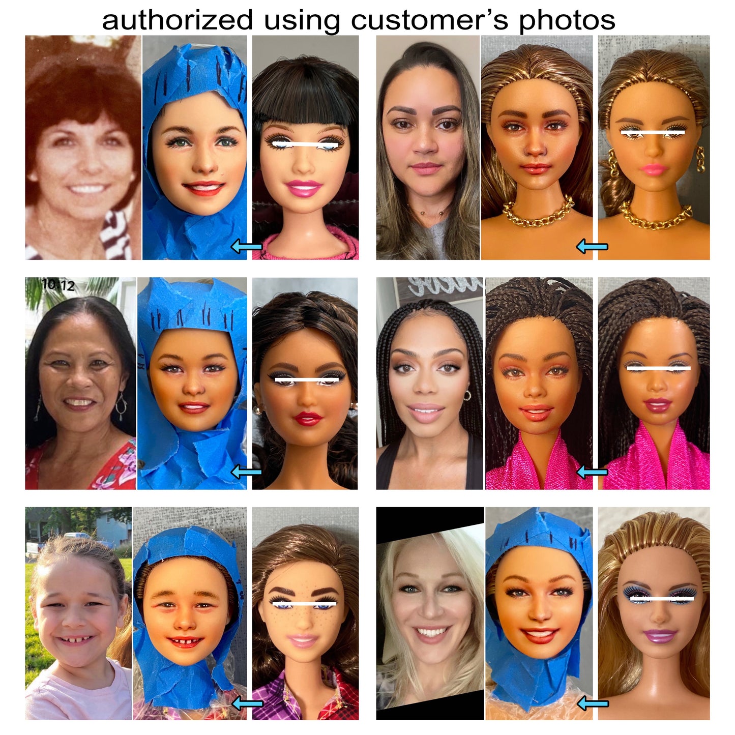 OOAK Custom face repainting (ONLY) for 12" doll