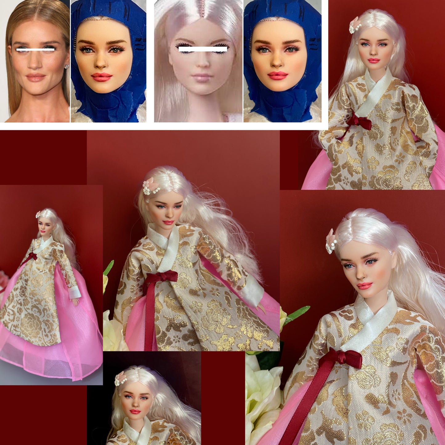 OOAK Custom face repainting (ONLY) for 12" doll