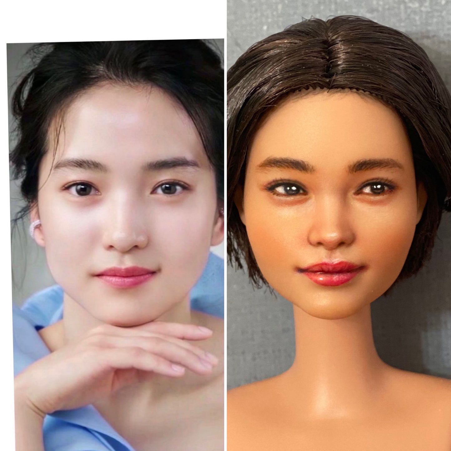 OOAK 12"(30cm) female doll face repainted w/ original doll body