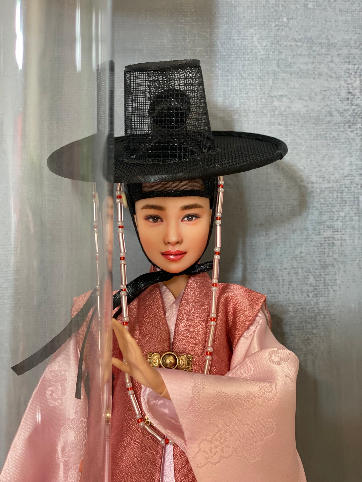 Doll Hanbok for 12" female doll - peach outercoat set