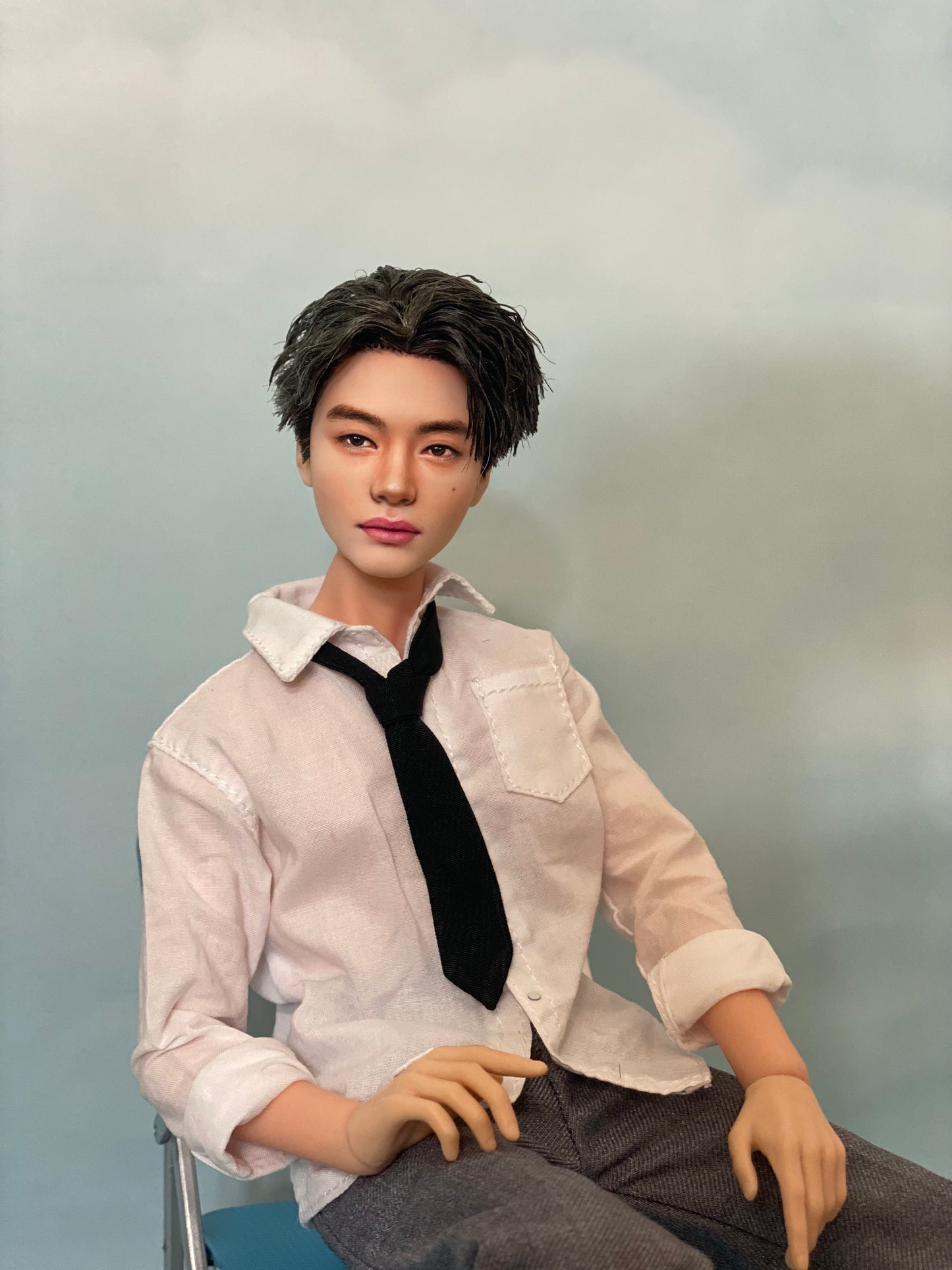 OOAK 12" male doll face repainted