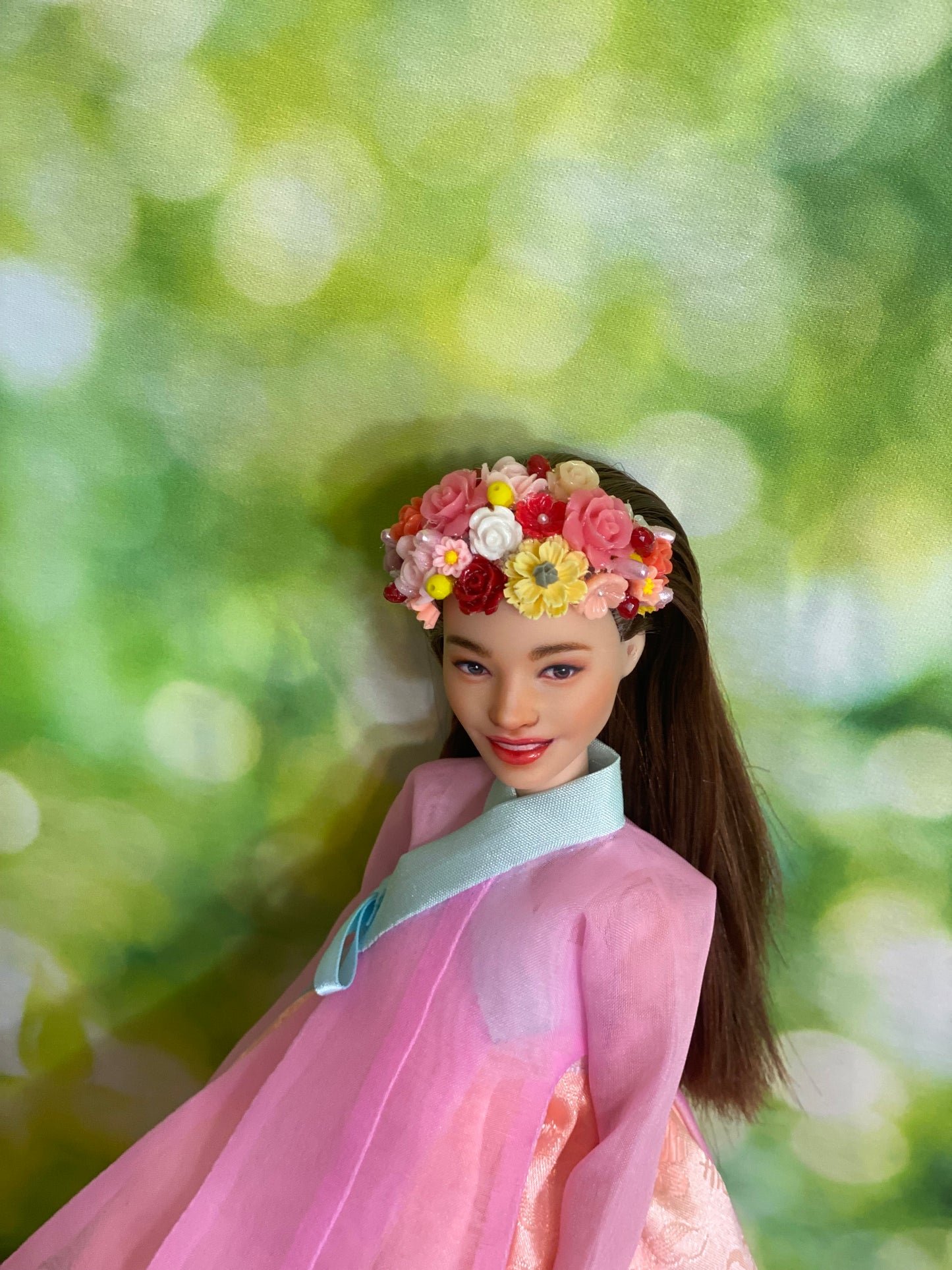 Doll Hanbok Hair Accessories for 12 inch doll - Flower hair band