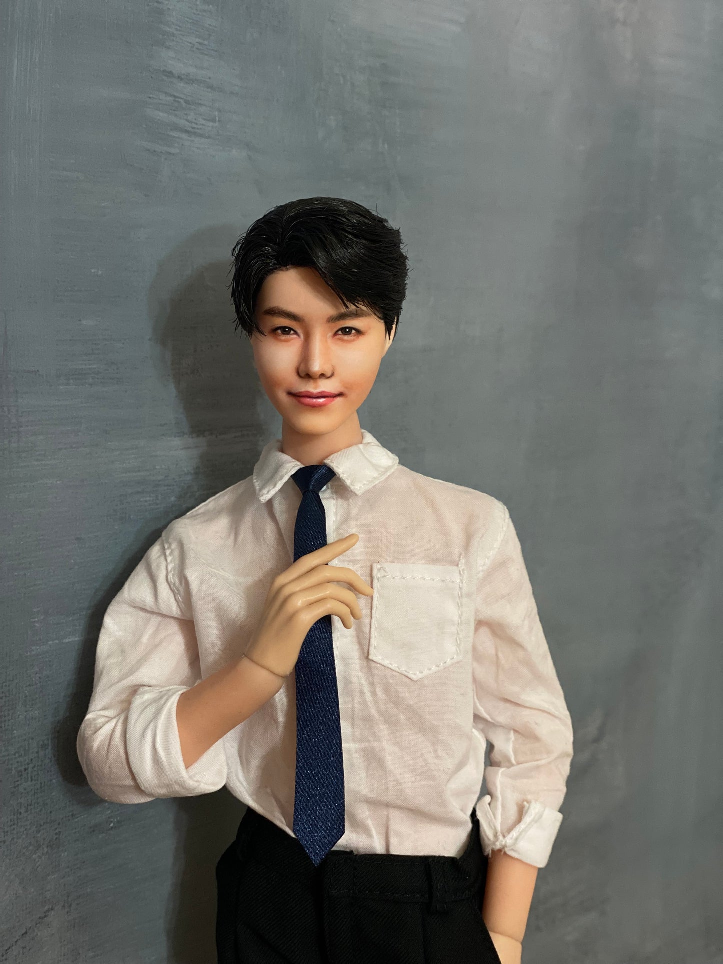 RESERVED FOR SAUNDRA-OOAK 12" male doll face repainted