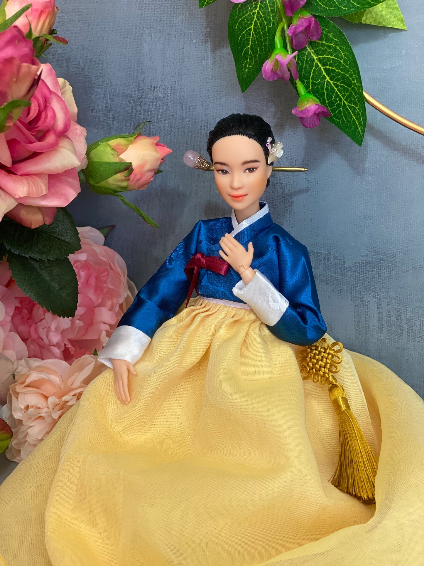 Doll Hanbok for 12"(30cm) doll - Navy colored Min-Jeogori Hanbok set