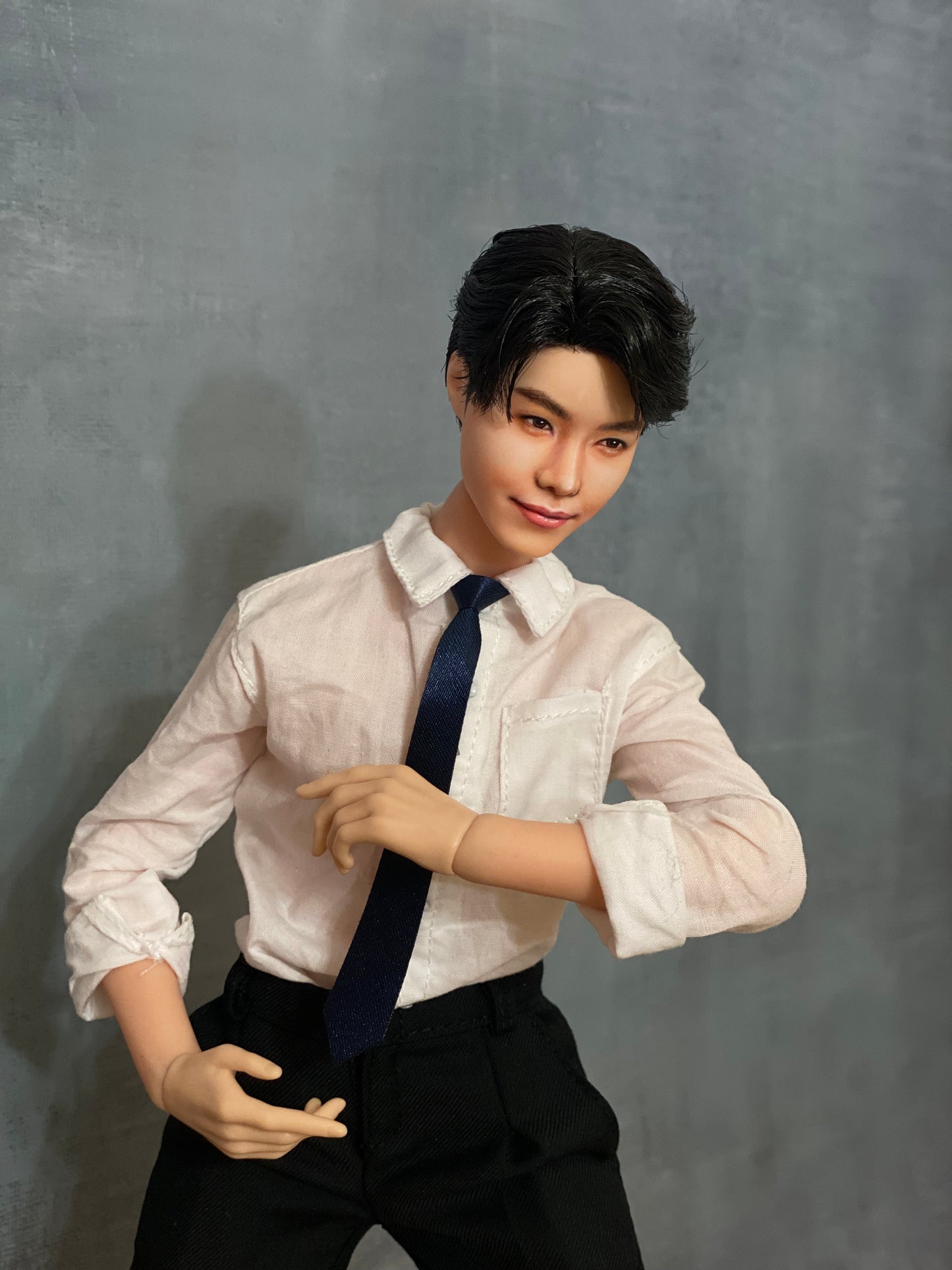 RESERVED FOR SAUNDRA-OOAK 12" male doll face repainted