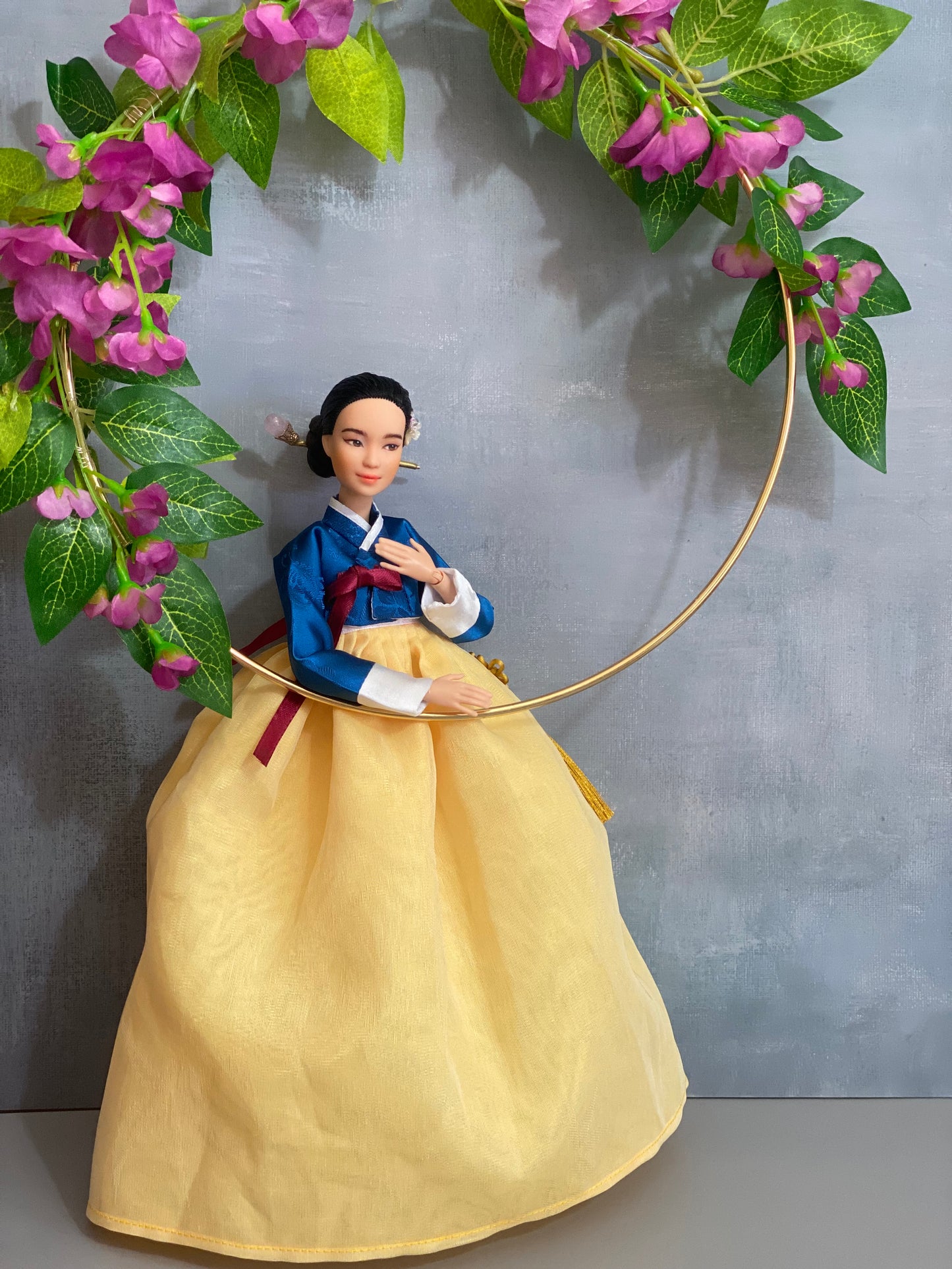 Doll Hanbok for 12"(30cm) doll - Navy colored Min-Jeogori Hanbok set