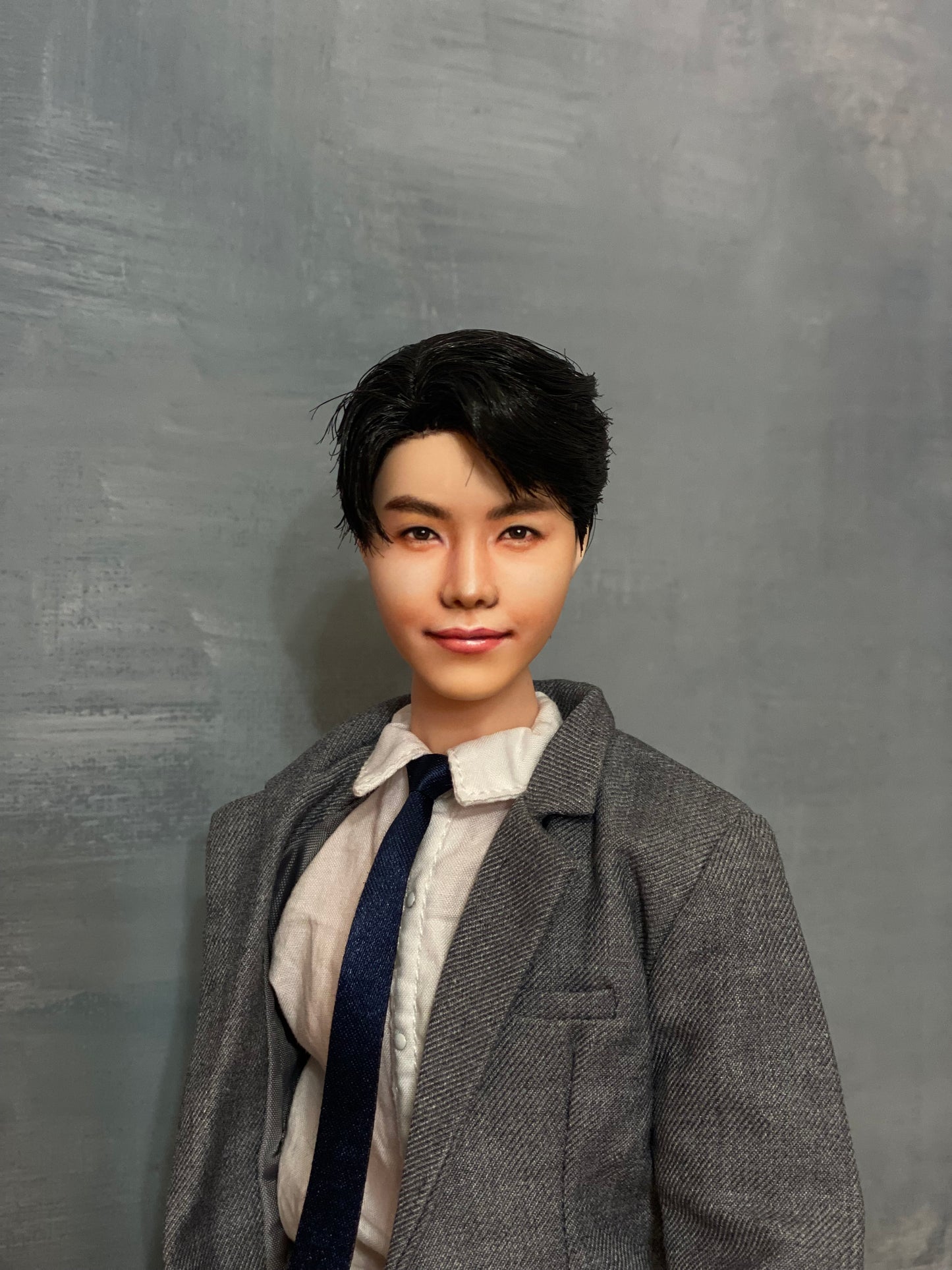 RESERVED FOR SAUNDRA-OOAK 12" male doll face repainted