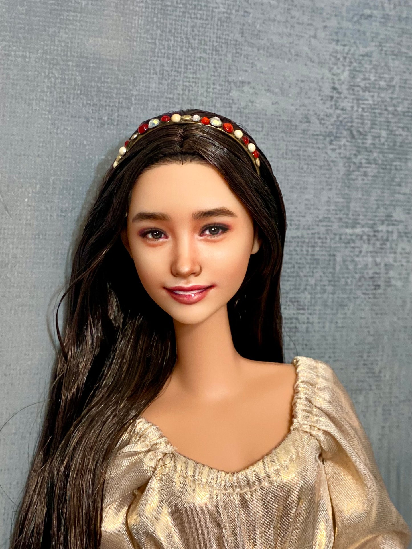 RESERVED FOR MG-OOAK 12" female doll face repainted