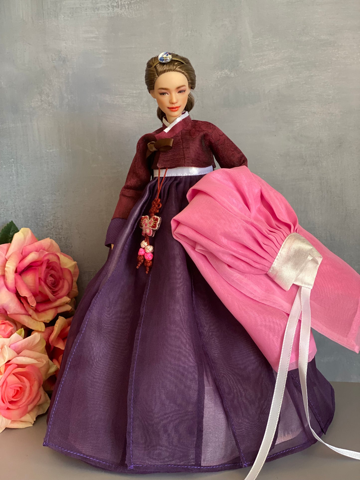 Doll Hanbok for 12"(30cm) doll- Purple Jeogori Hanbok set