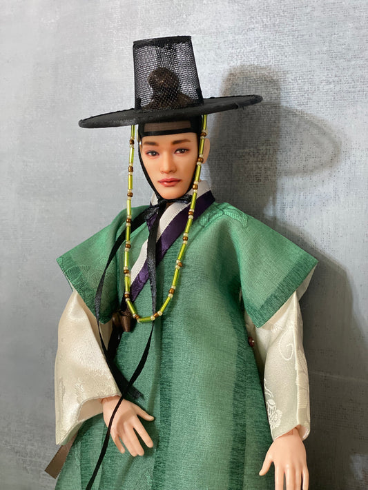 Hanbok para muñeco masculino de 12" - conjunto de abrigo verde