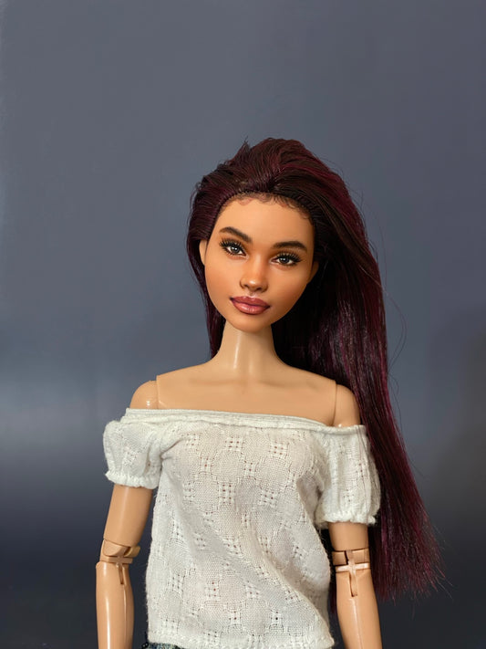 OOAK 12" female doll face repainted
