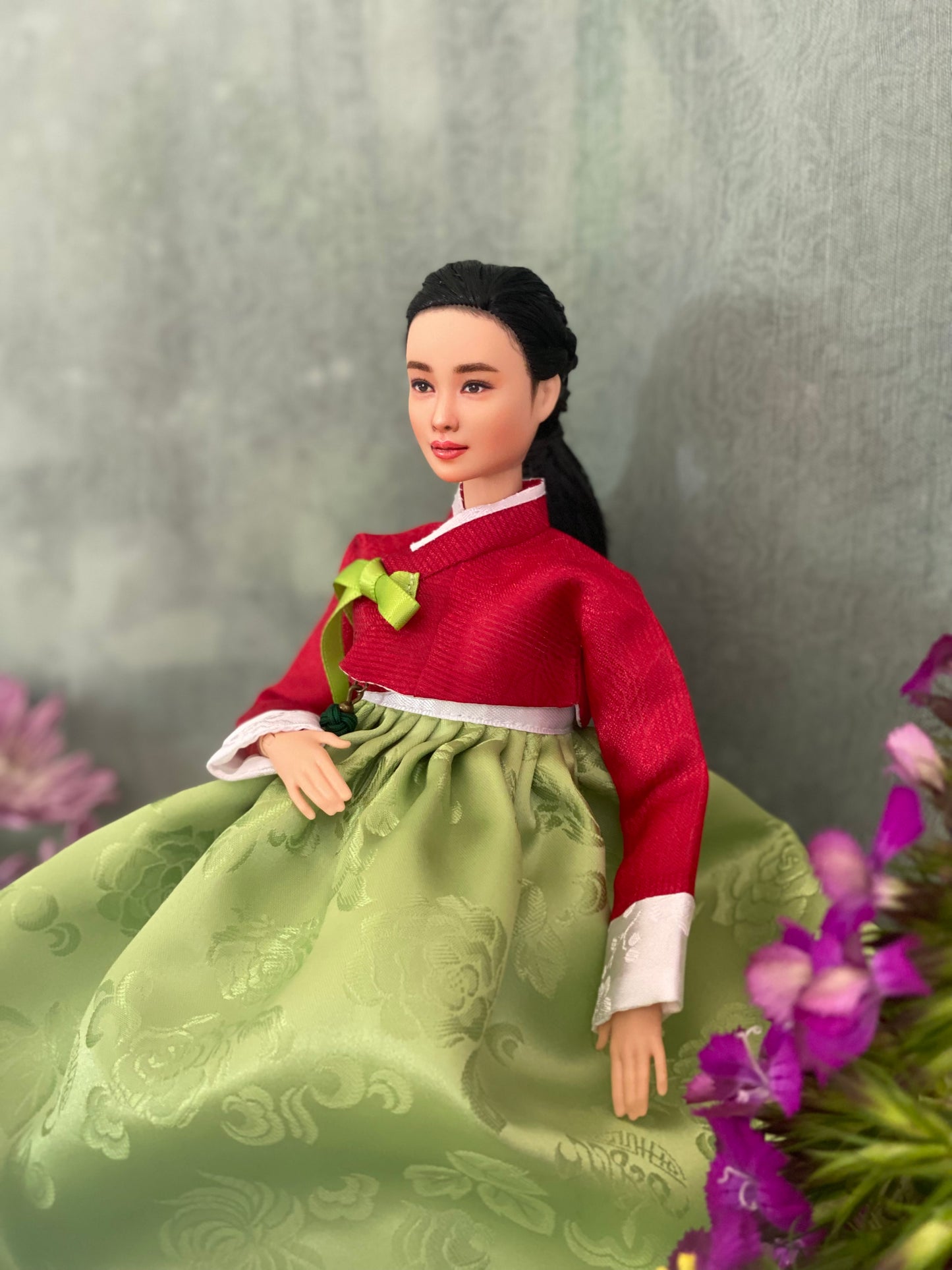 Doll Hanbok for 12"(30cm) doll - light green colored Min-Jeogori Hanbok set