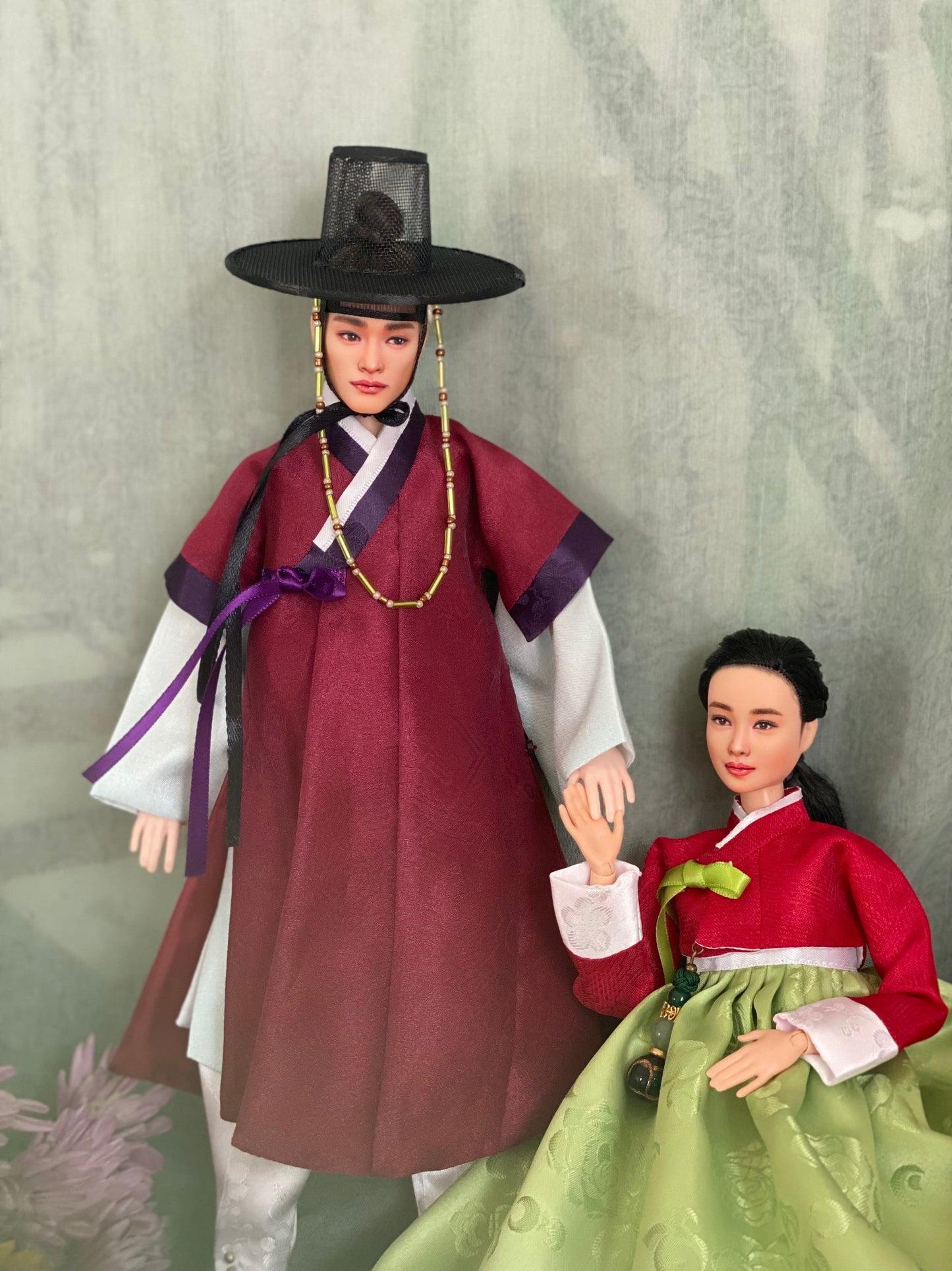 Doll Hanbok for 12" male doll - wine color outercoat set