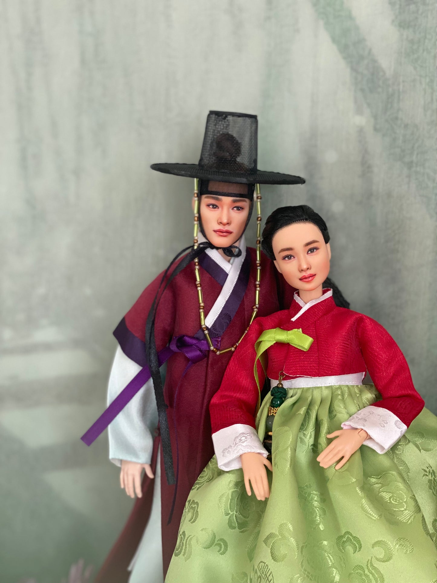 Doll Hanbok for 12"(30cm) doll - light green colored Min-Jeogori Hanbok set