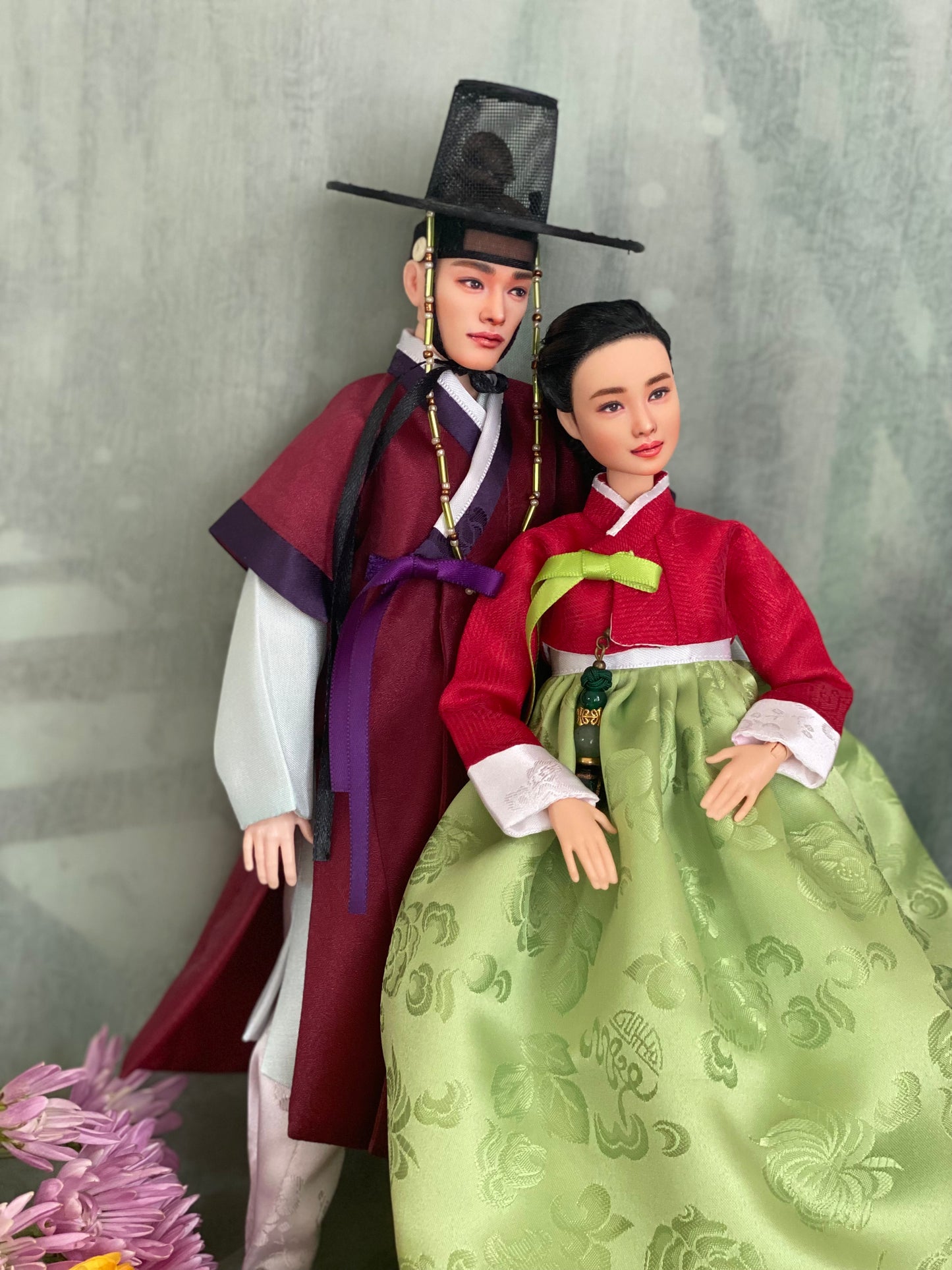 Doll Hanbok for 12"(30cm) doll - light green colored Min-Jeogori Hanbok set