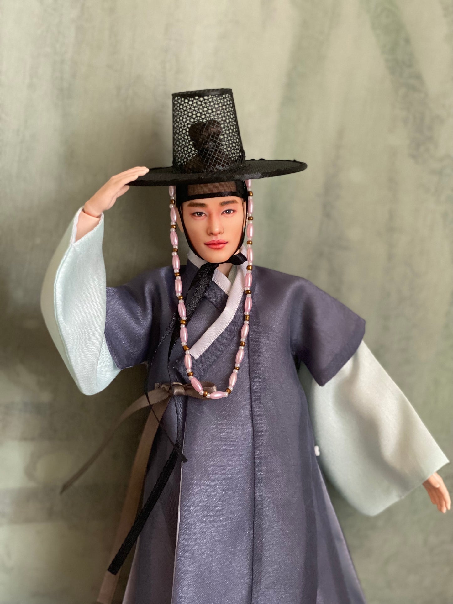 Doll Hanbok for 12" male doll - grey color outercoat