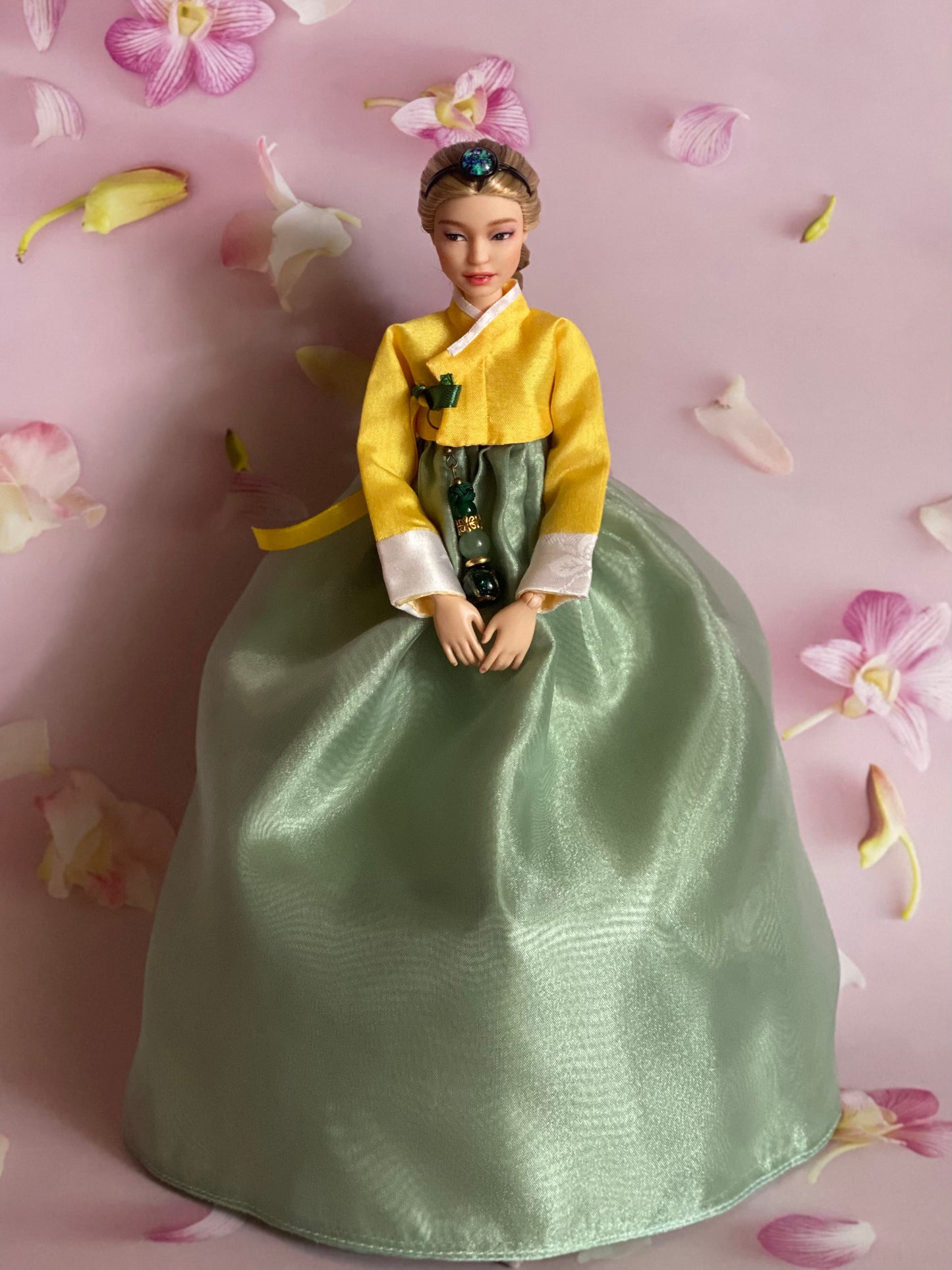 Doll Hanbok for 12"(30cm) doll - Light green colored Hanbok set