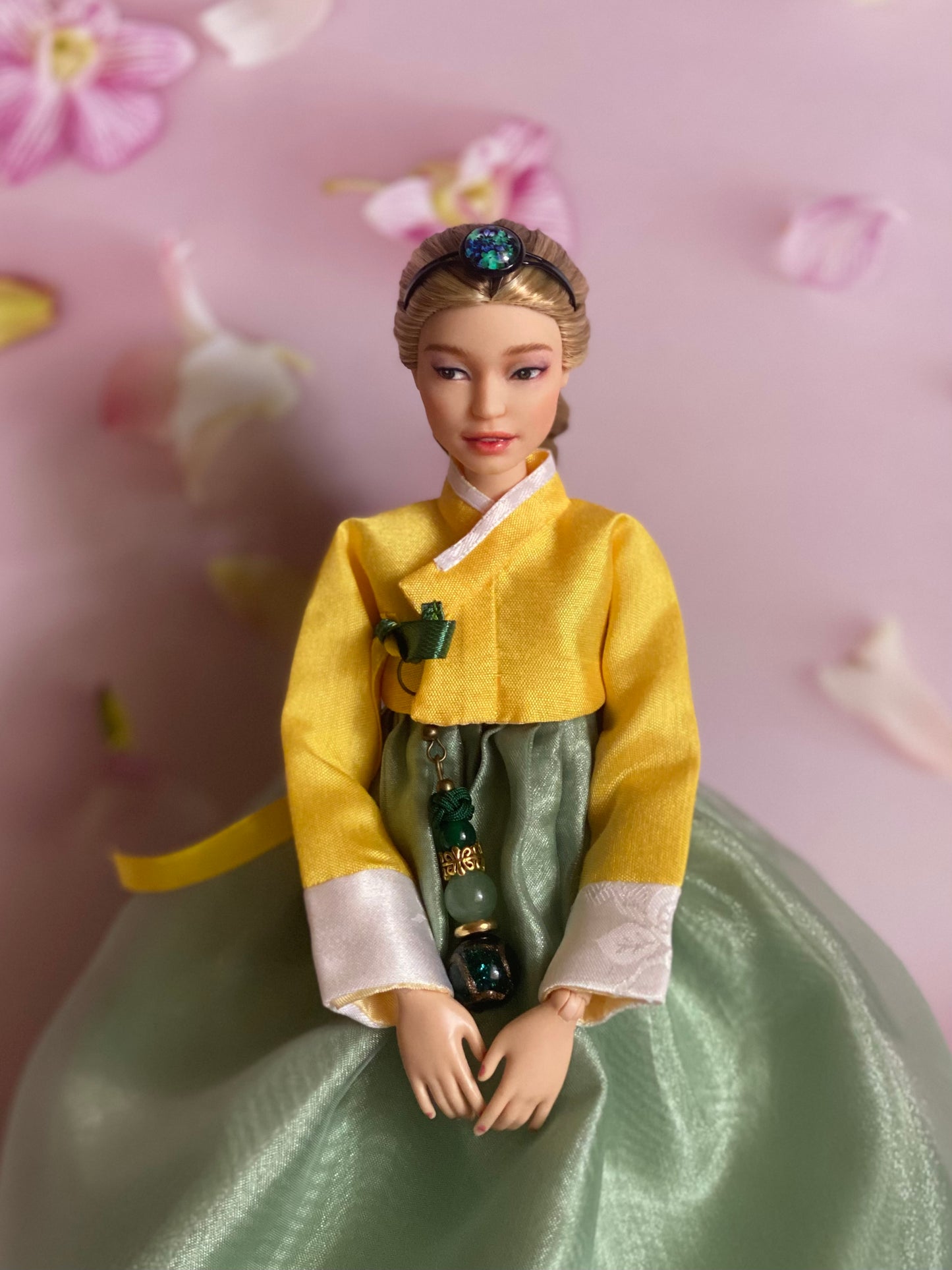 Doll Hanbok for 12"(30cm) doll - Light green colored Hanbok set